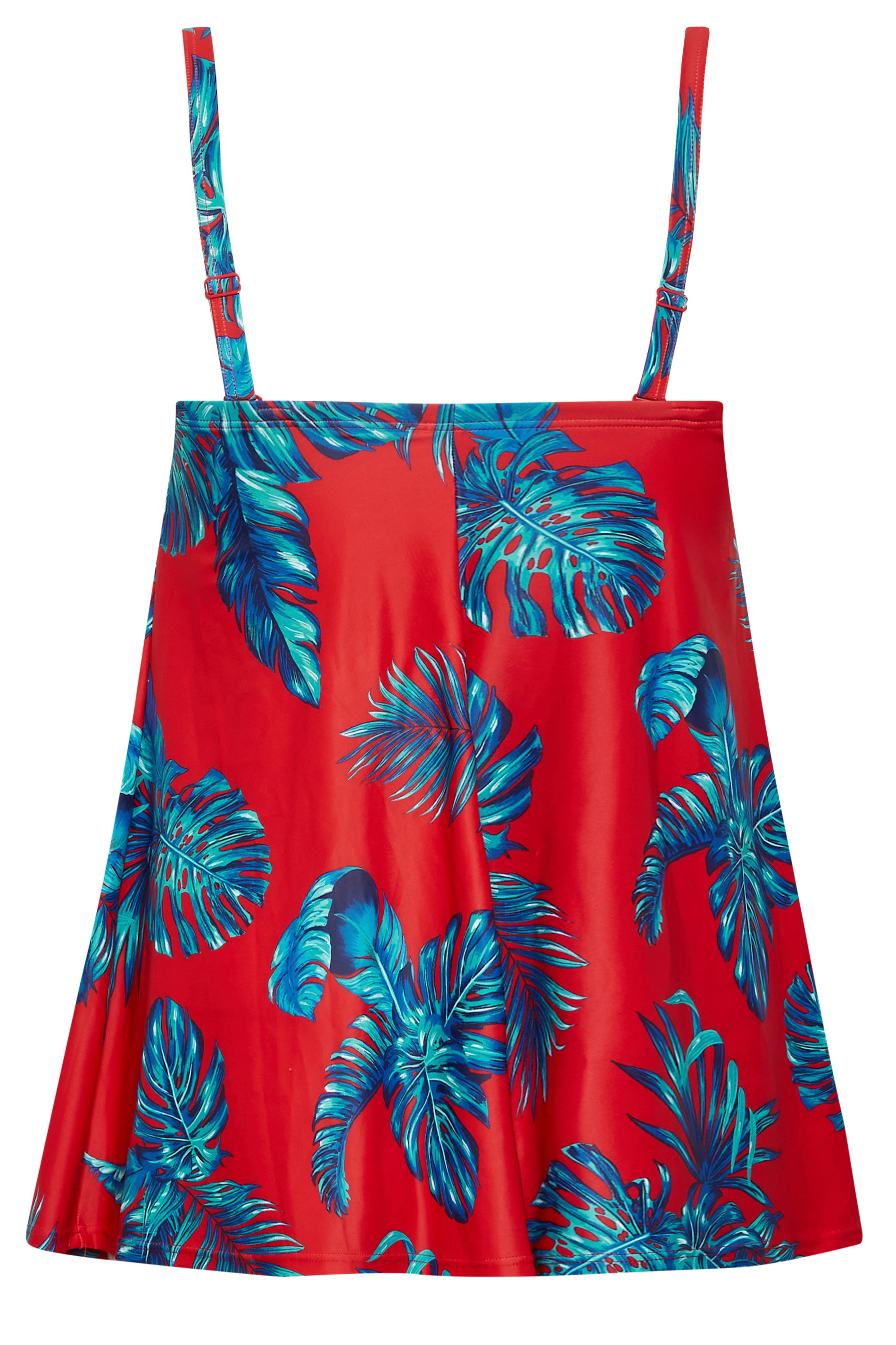 YOURS Curve Plus Size Red Palm Leaf Tankini Top | Yours Clothing