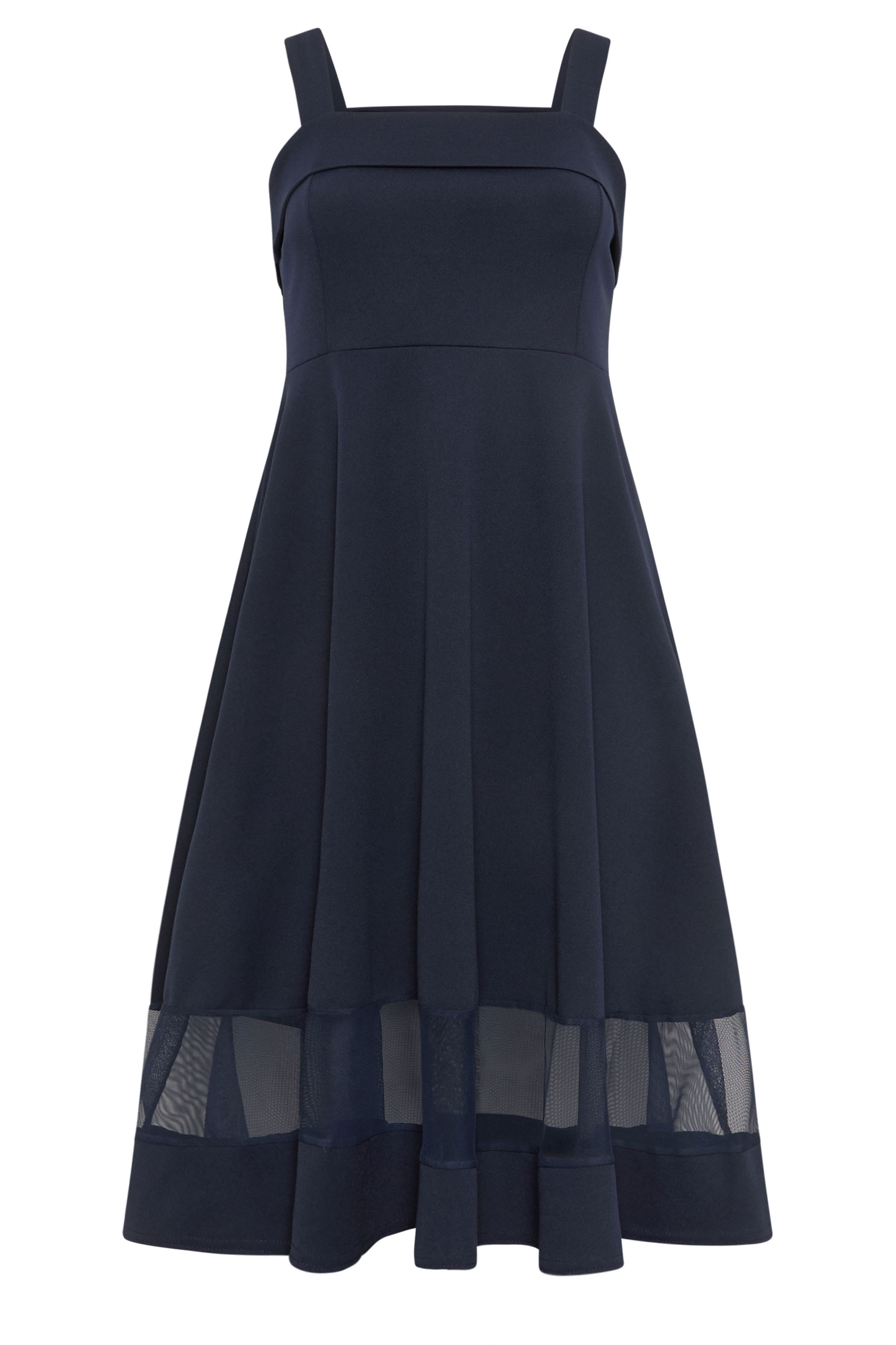 YOURS LONDON Plus Size Navy Blue Mesh Insert Dress | Yours Clothing 6