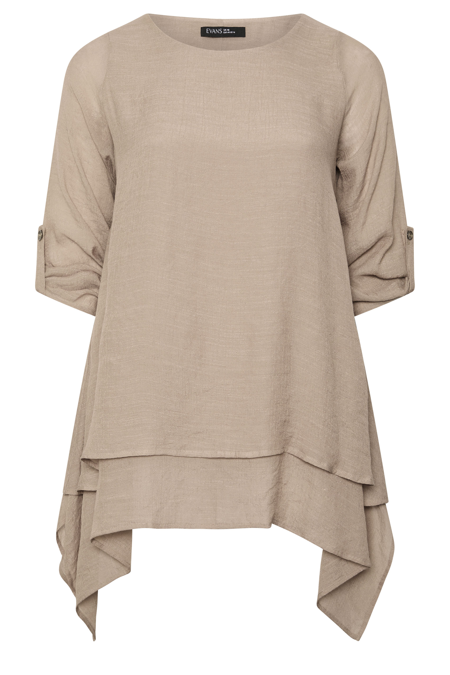 EVANS Plus Size Natural Brown Double Layer Blouse | Evans 1