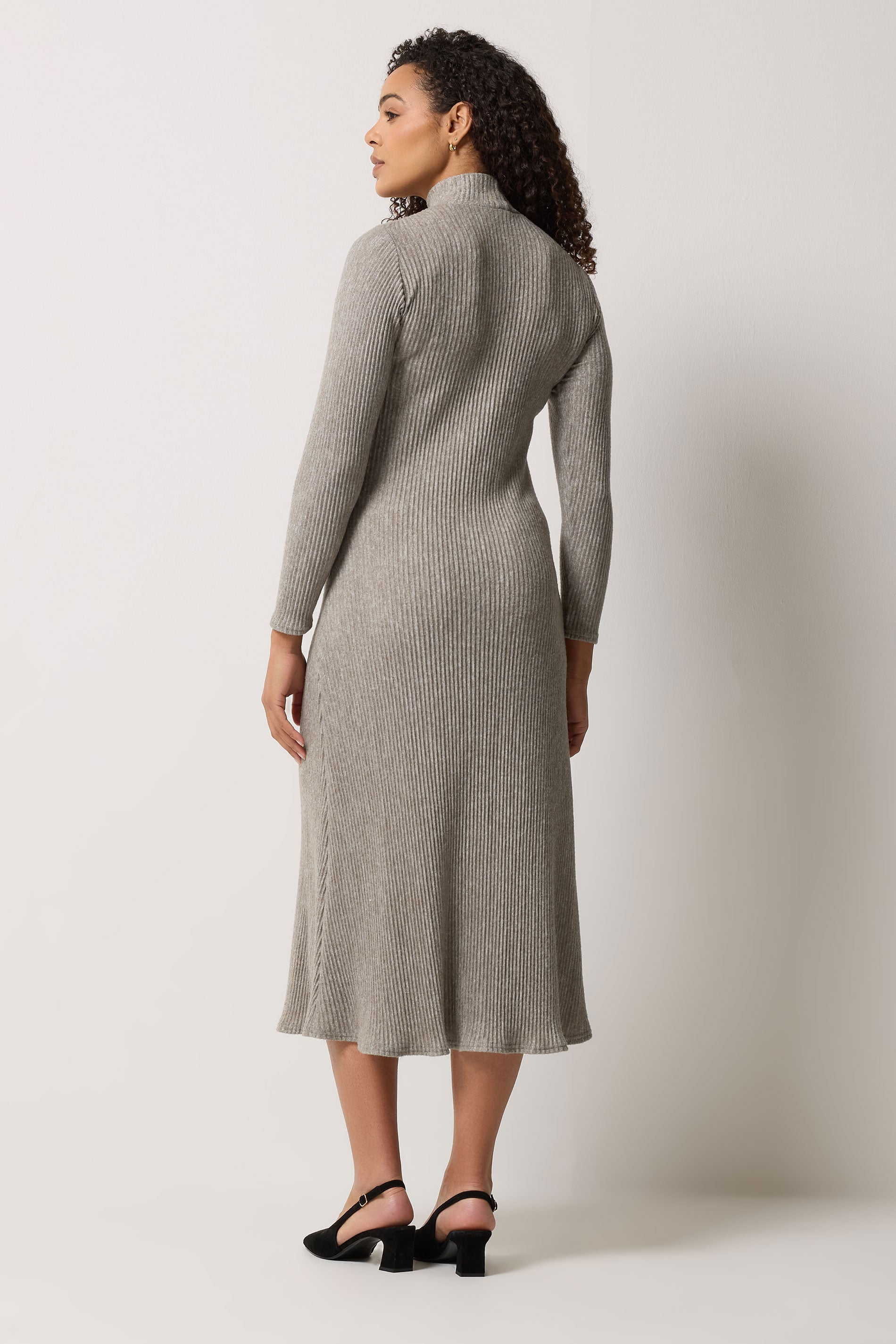 M&Co Natural Brown Soft Touch Fit & Flare Dress 2