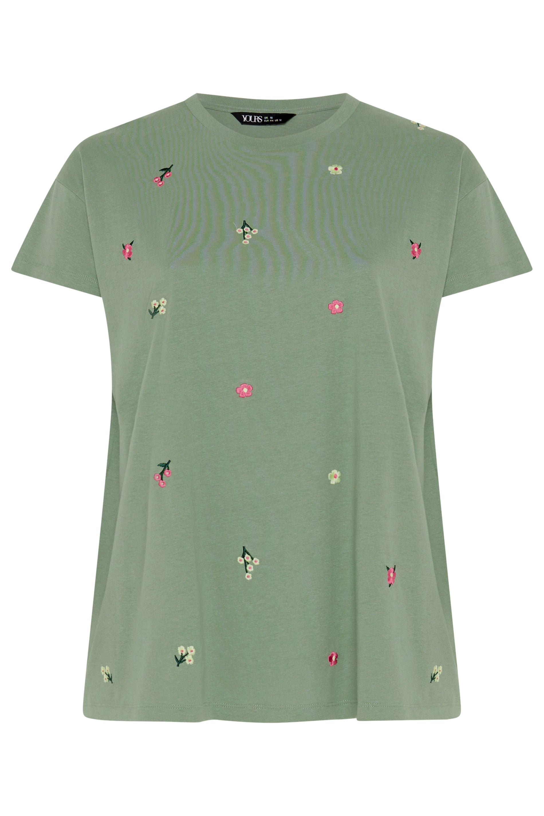 YOURS Plus Size Green Embroidered Flower T-Shirt | Yours Clothing 5