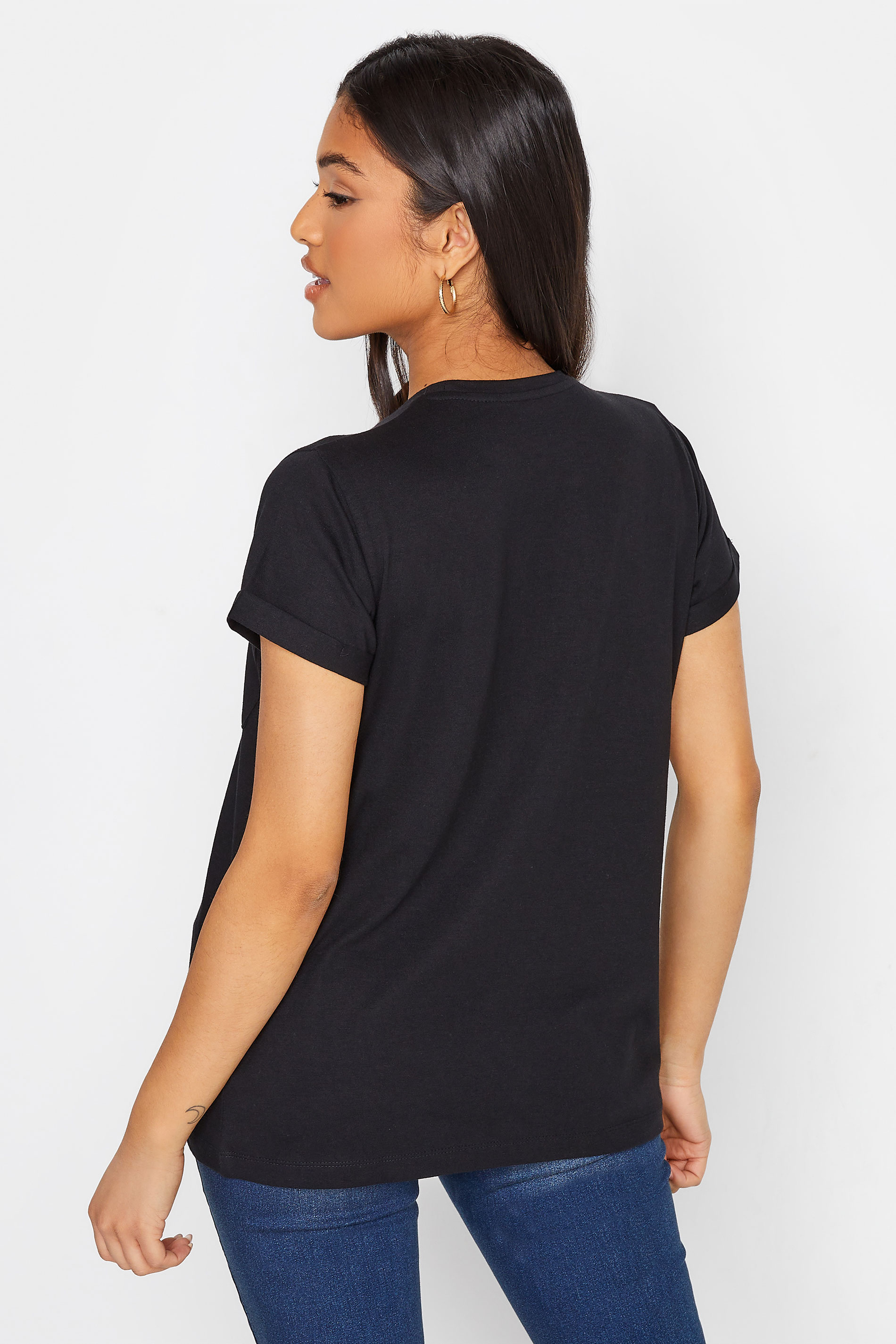 Petite Black Short Sleeve Pocket T-Shirt | PixieGirl