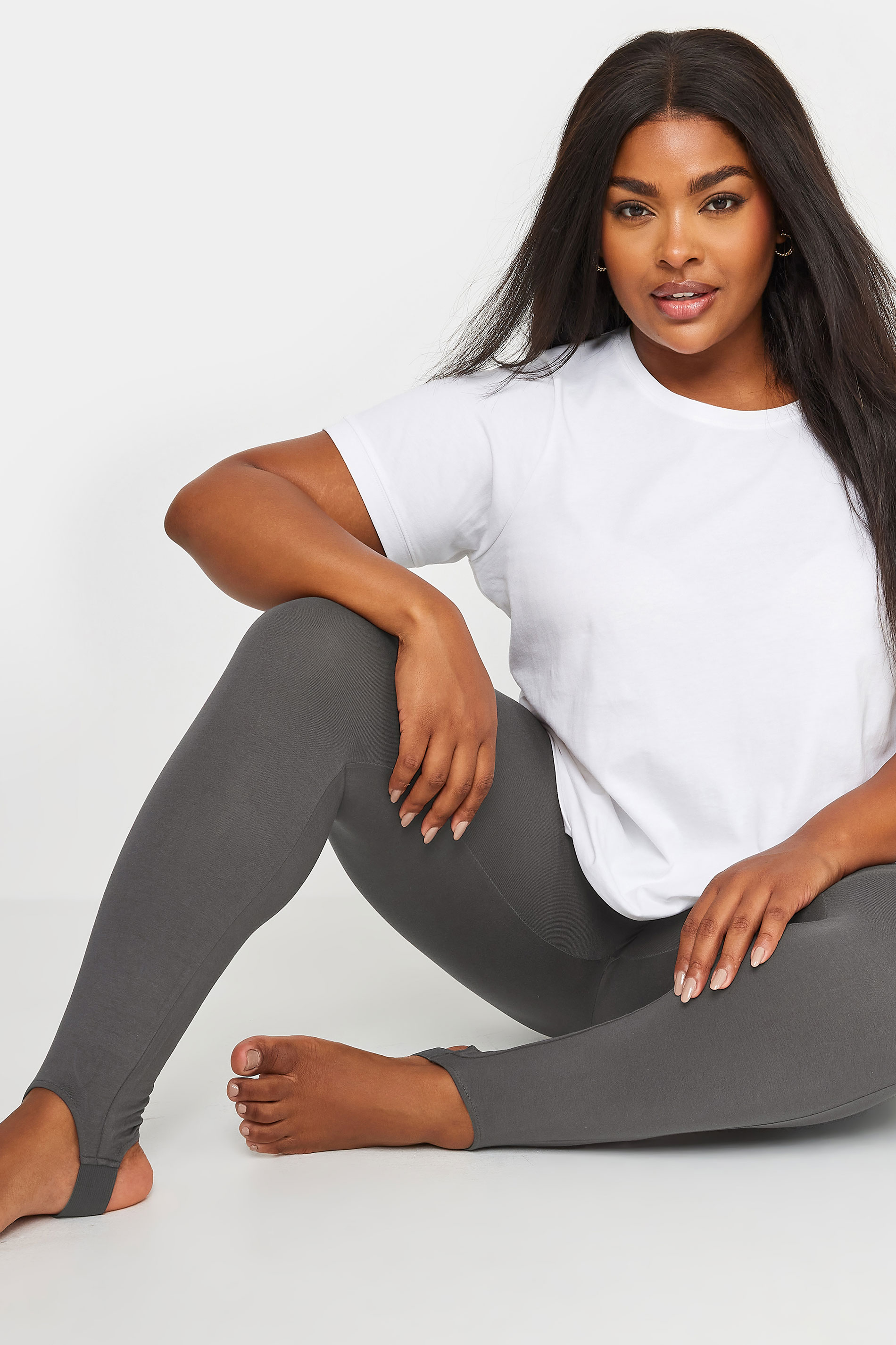 YOURS Plus Size Grey Stirrup Leggings | Yours Clothing 1