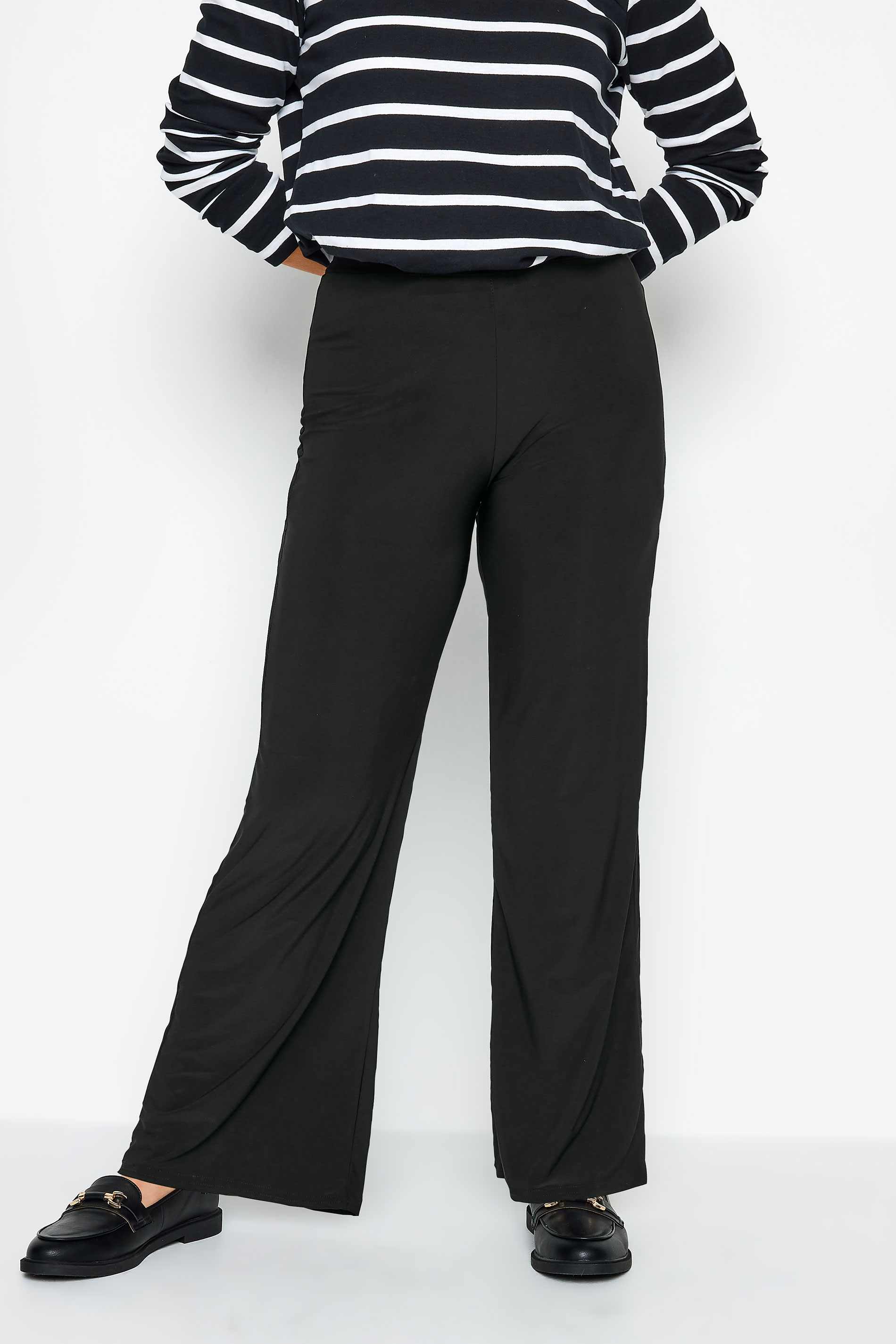 M&Co Black Stretch Wide Leg Trousers | M&Co 1