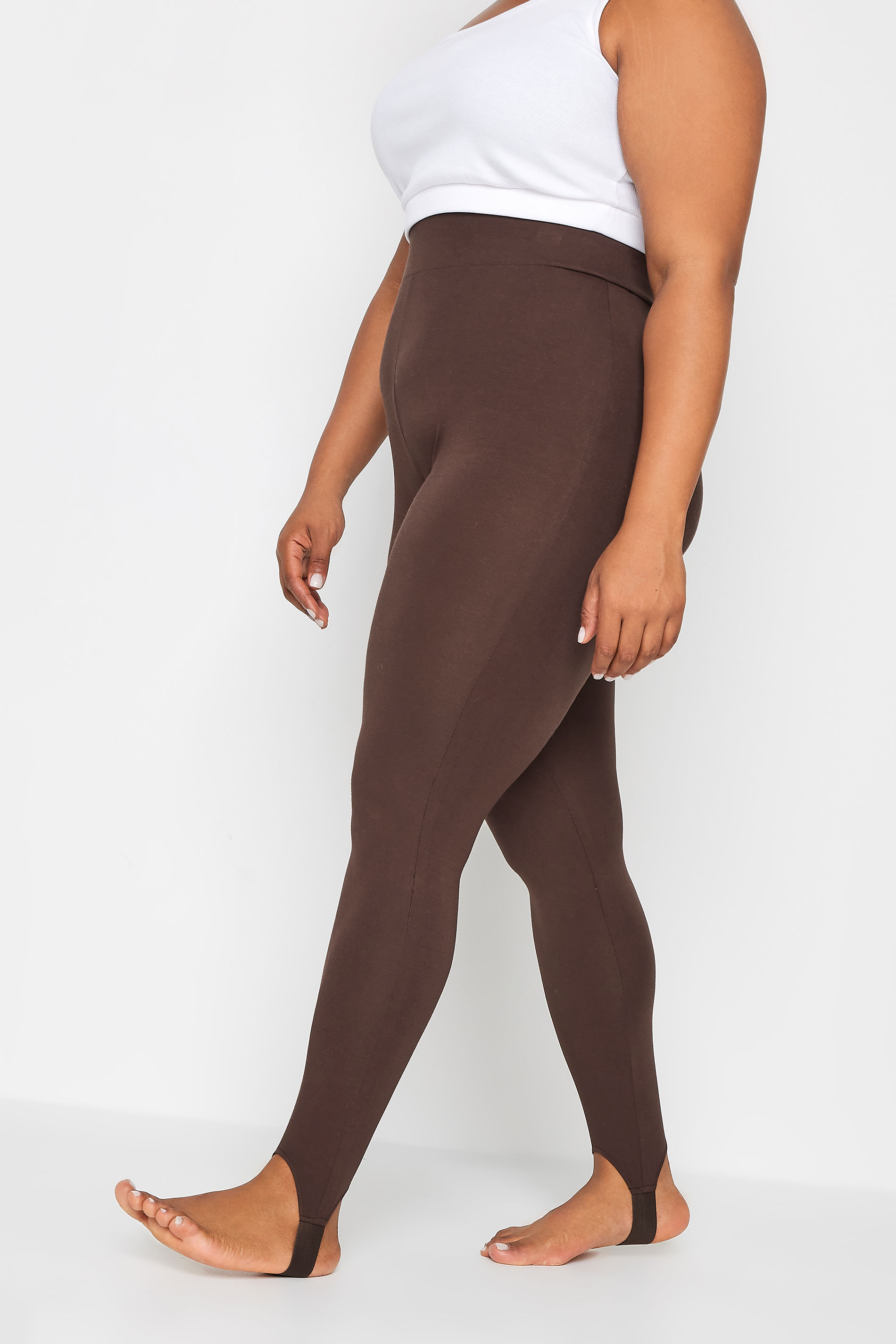YOURS Plus Size Brown Stirrup Leggings | Yours Clothing 2