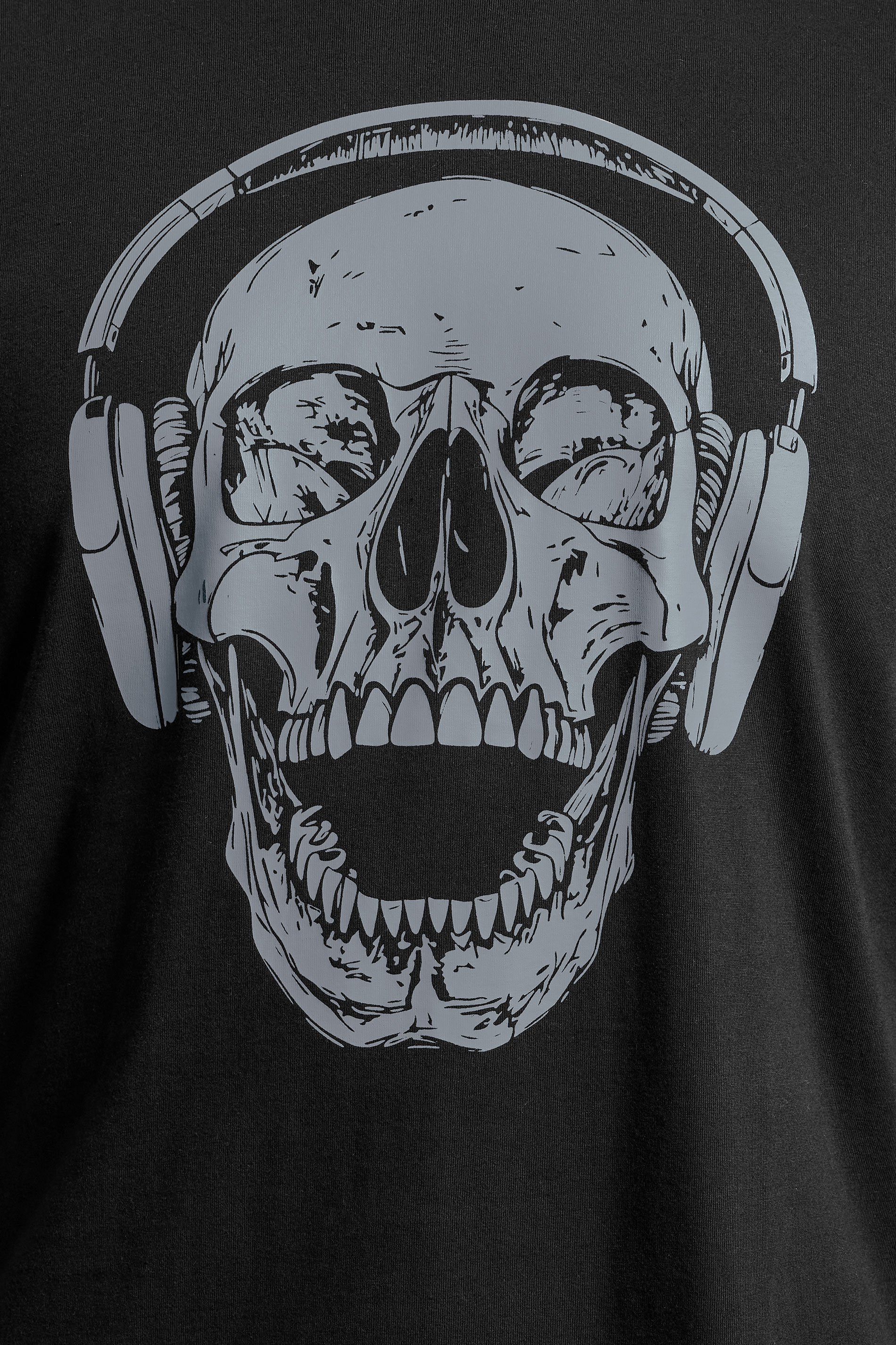 BadRhino Big & Tall Black Skull & Headphone Graphic T-Shirt | BadRhino 4