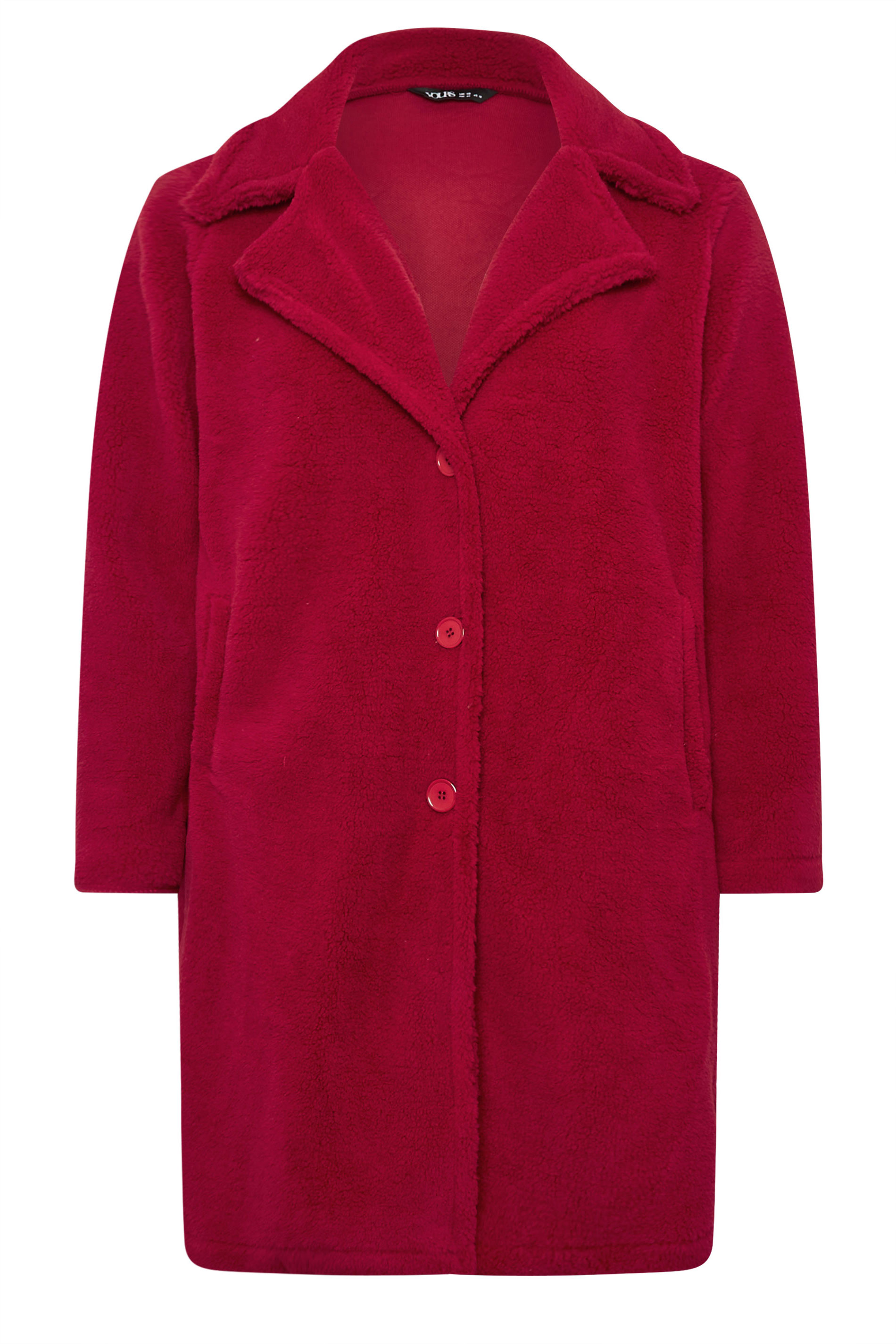 YOURS Plus Size Red Longline Faux Fur Coat | Yours Clothing 5