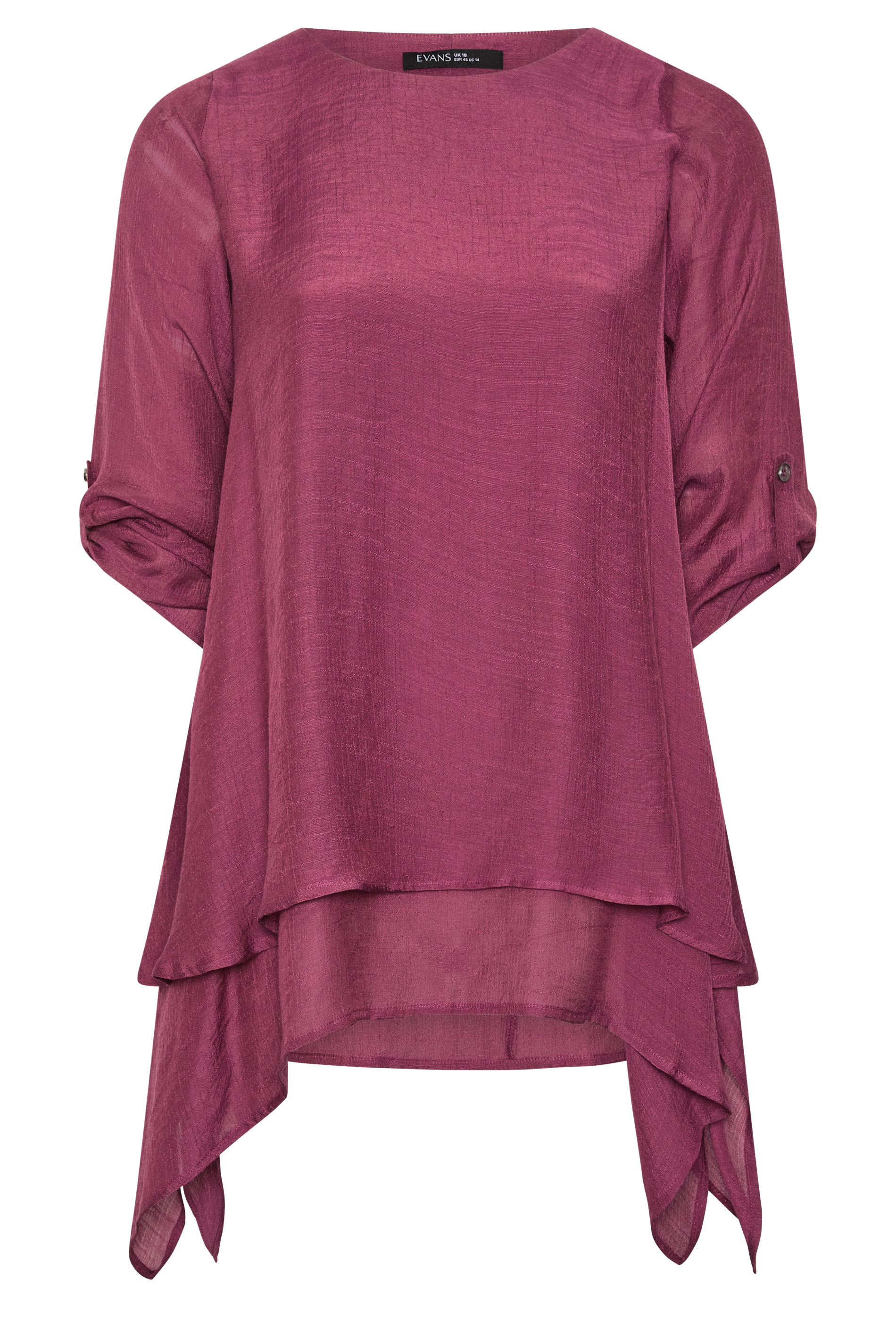 EVANS Plus Size Berry Red Double Layer Blouse | Evans 1