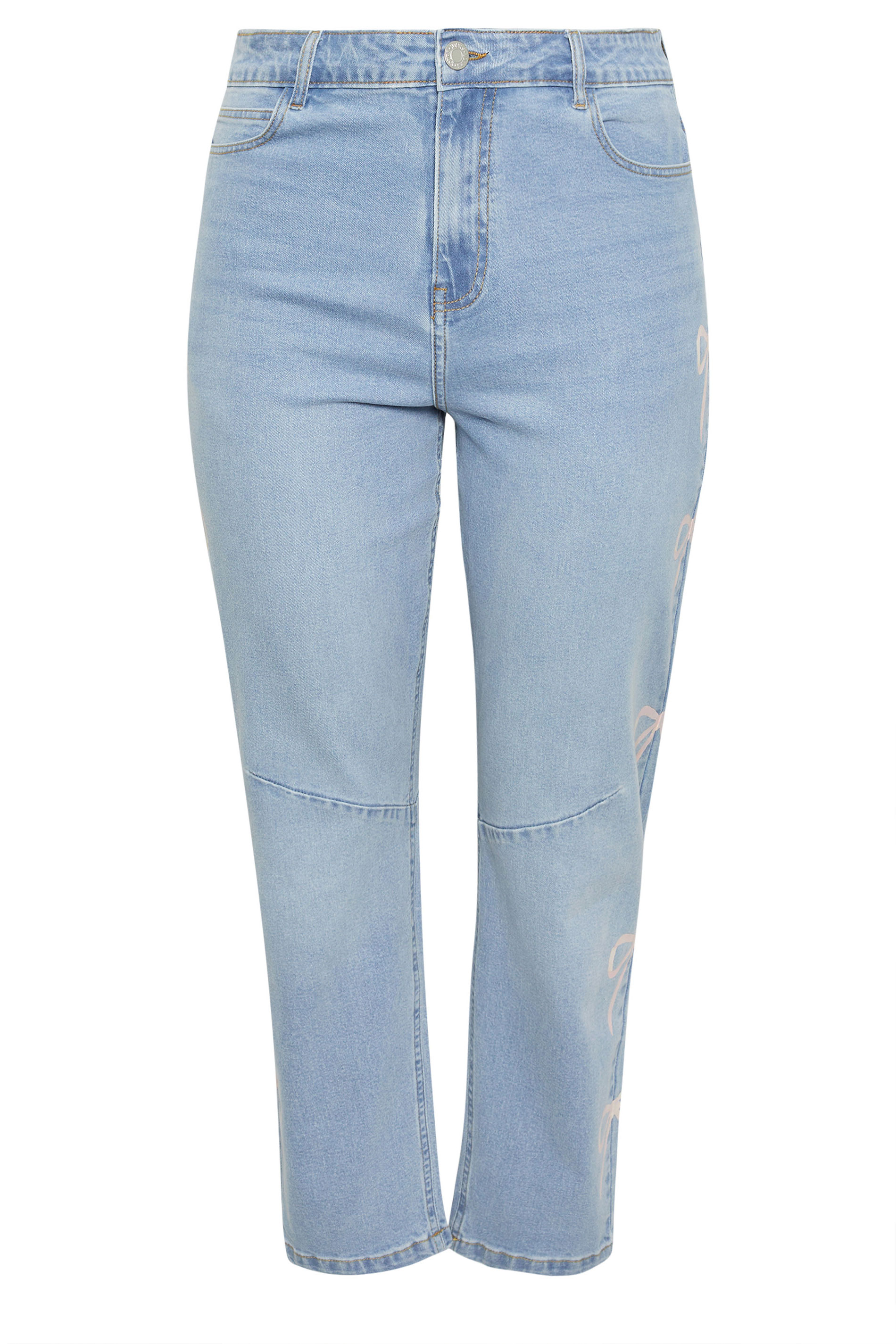 LIMITED COLLECTION Plus Size Blue Bow Barrel Leg Jeans | Yours Clothing 6