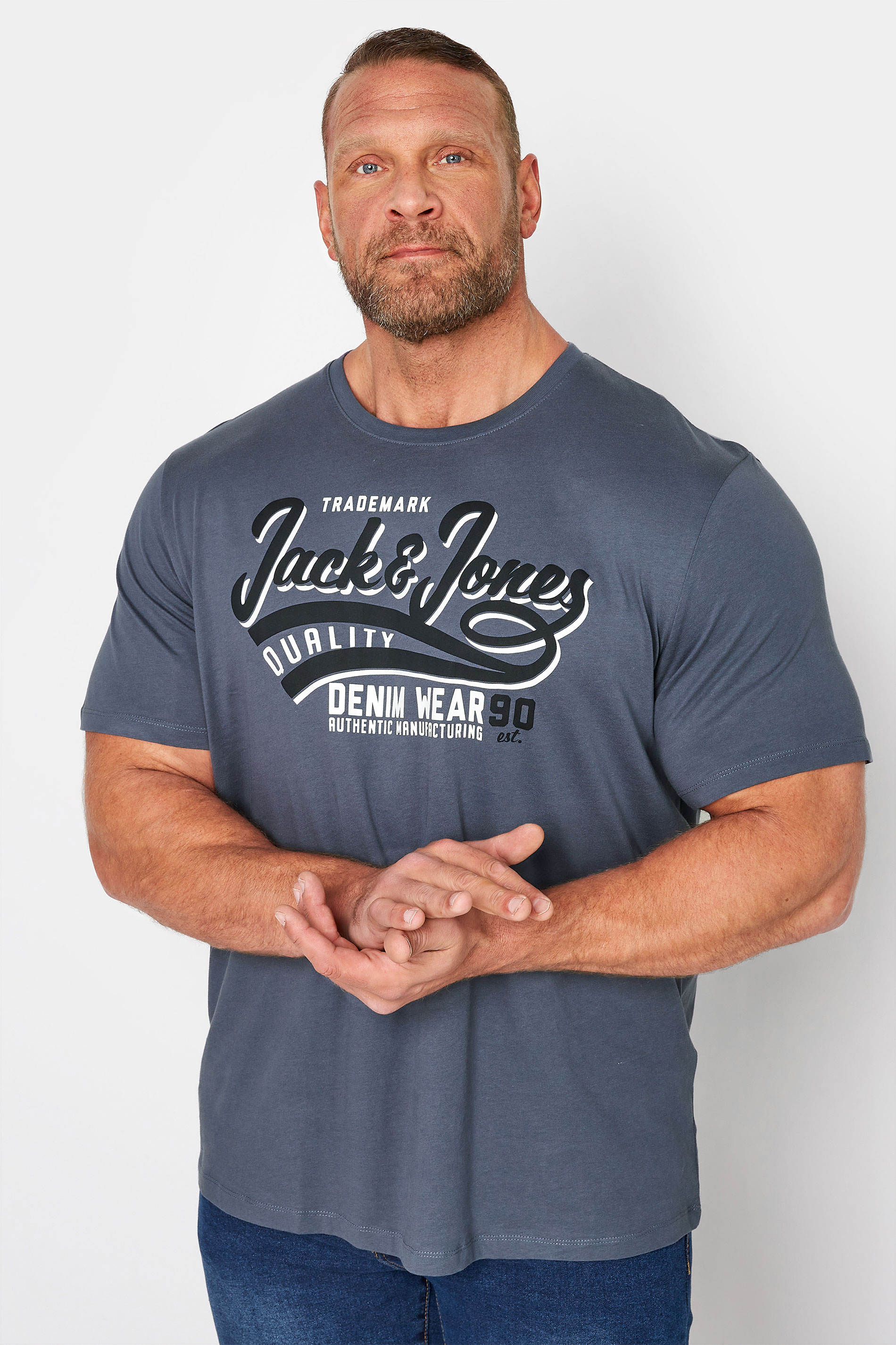 JACK & JONES Big & Tall Blue Logo T-Shirt 1