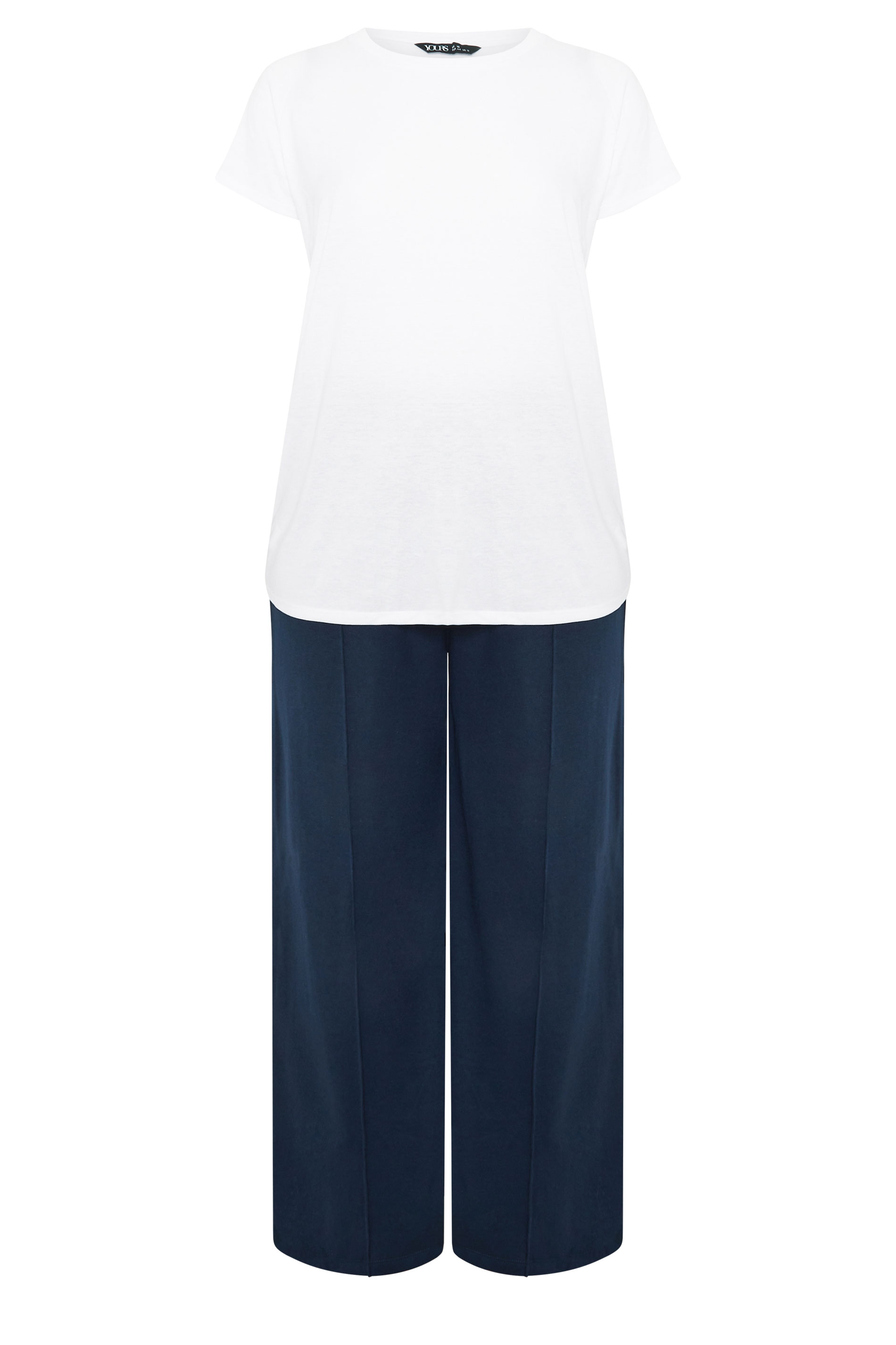 YOURS Plus Size Navy Blue Sweatshirt Jogger & T-Shirt Set | Yours Clothing 8