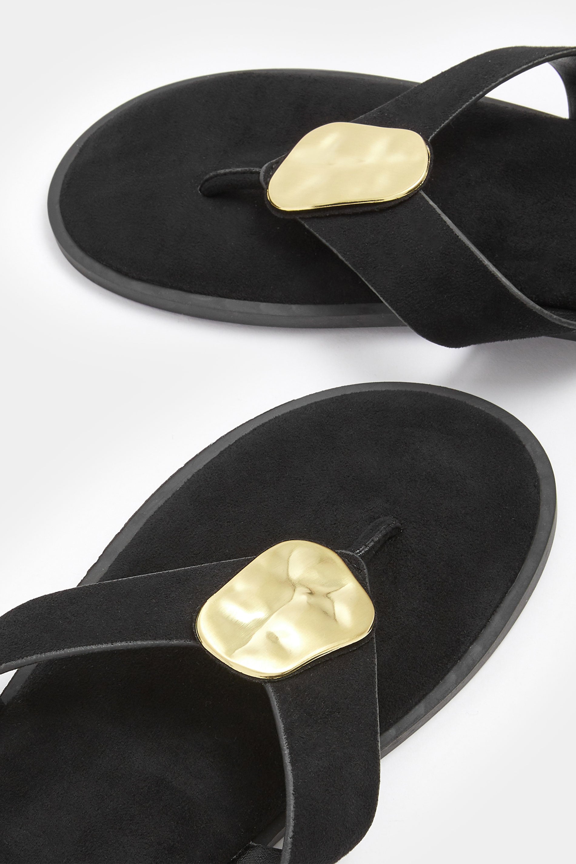 Black Hammered Disk Sandals In Extra Wide EEE Fit | Yours Clothing 5