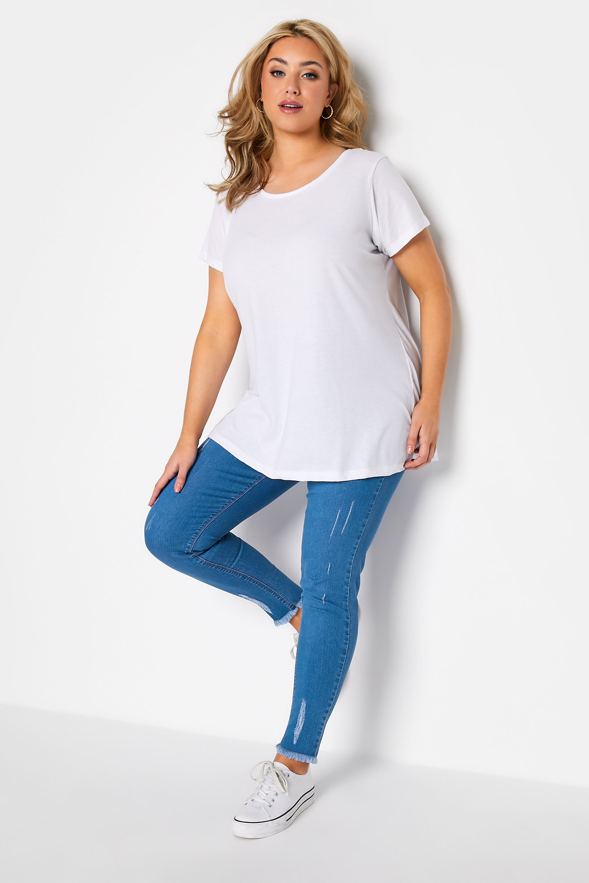 YOURS FOR GOOD Plus Size Mid Blue Cat Scratch JENNY Jeggings | Yours Clothing 2