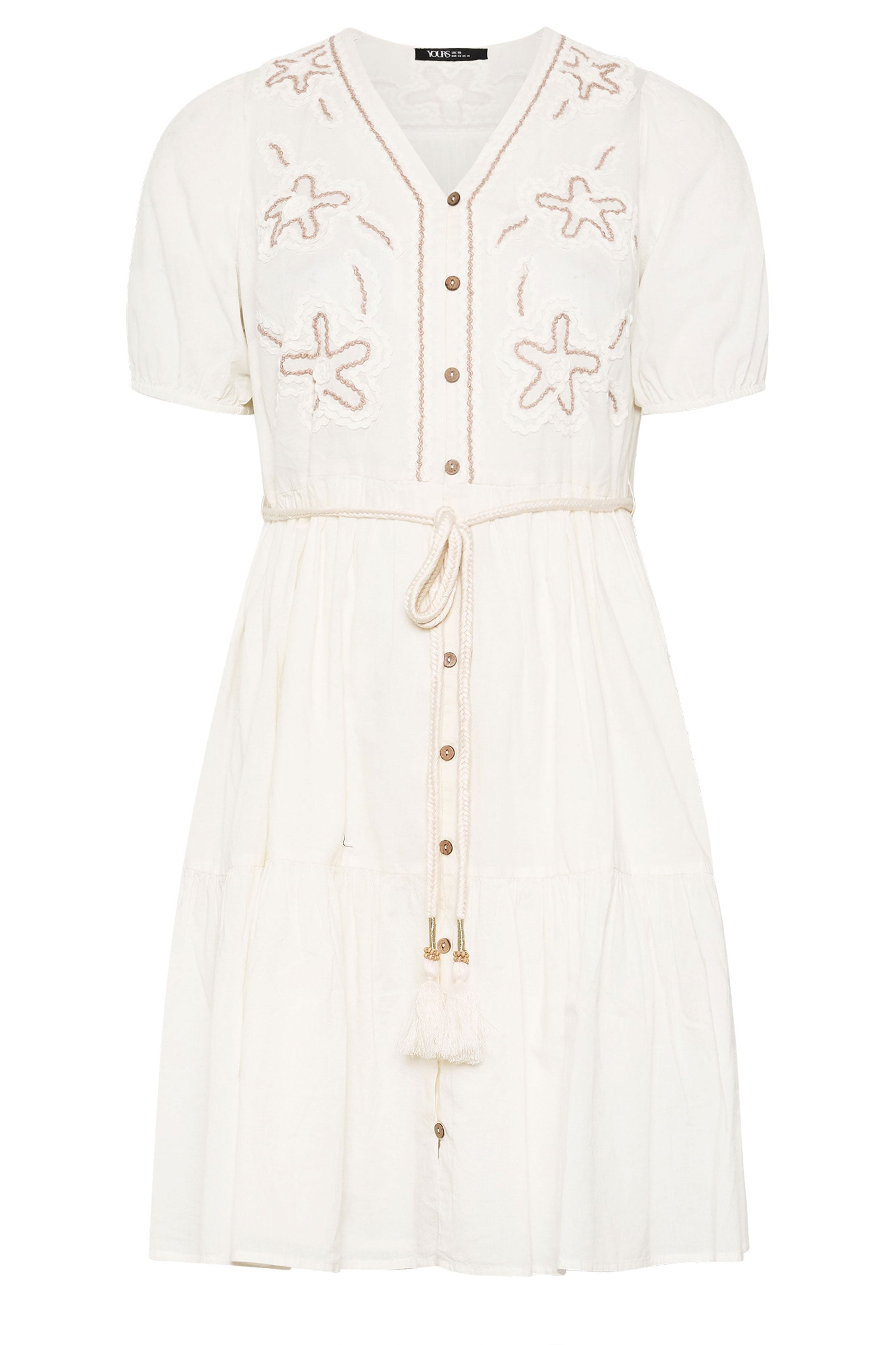 YOURS Plus Size White Flower Detail Shirt Dress | Yours Clothing 5