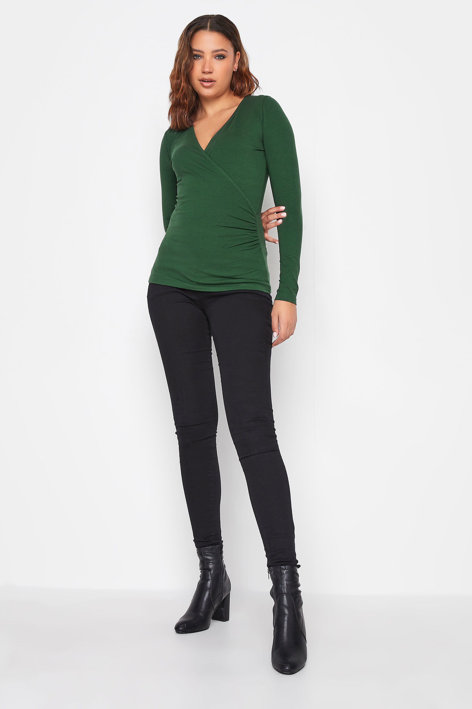 LTS Tall Women's Dark Green Jersey Wrap Top | Long Tall Sally 2
