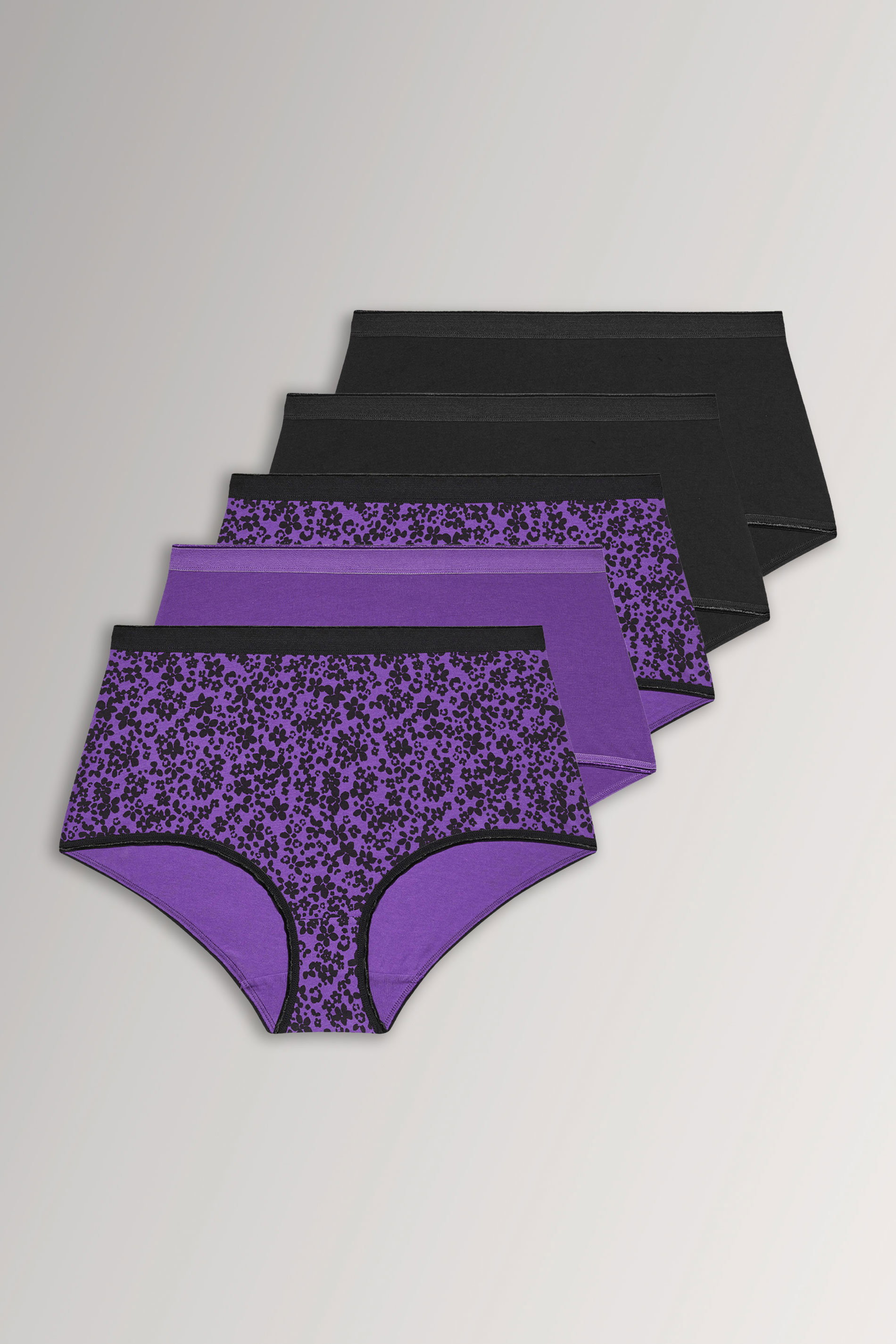 YOURSET 5 PACK Plus Size Purple Ditsy Print Full Briefs | Yours Clothing 3