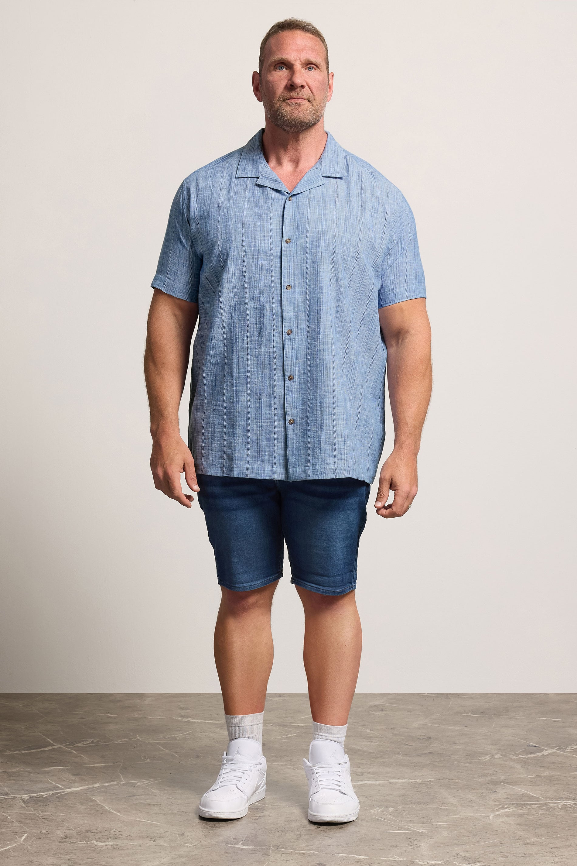 BadRhino Big & Tall Blue Textured Stripe Shirt 4