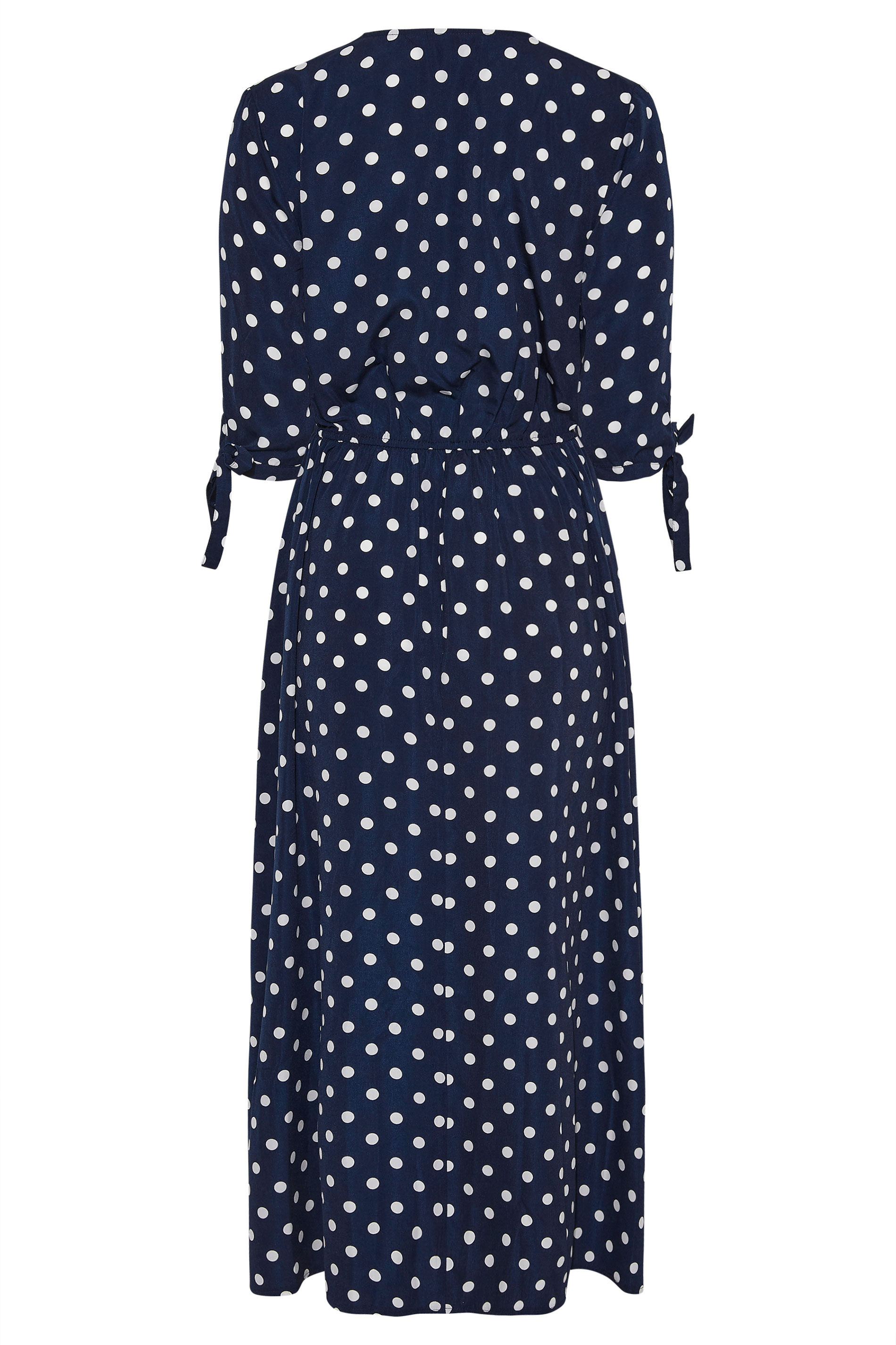 LTS Tall Women's Navy Blue Spot Tie Sleeve Midi Dress | Long Tall Sally