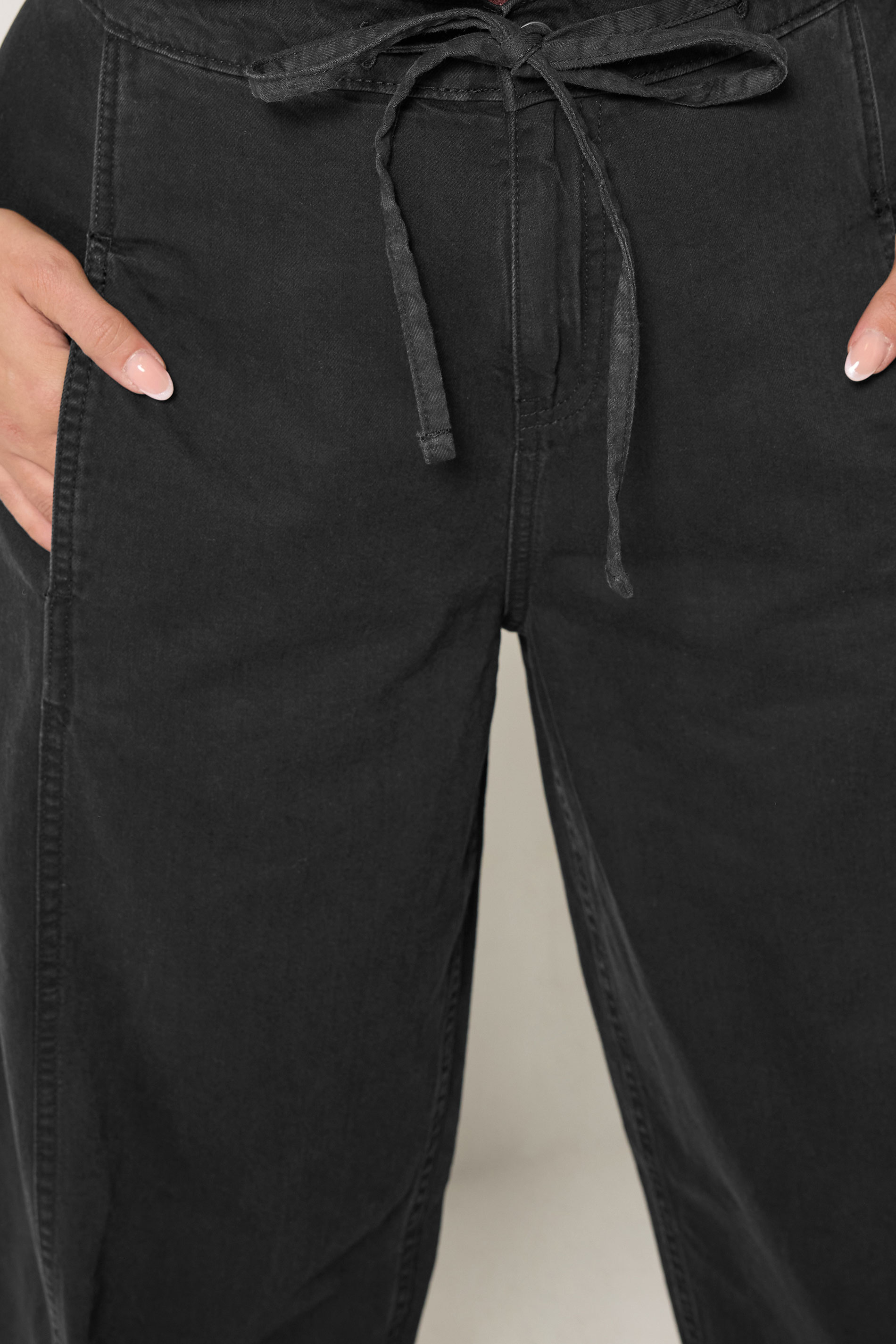 YOURS Plus Size Washed Black Crop Barrel Jeans | Yours Clothing 4