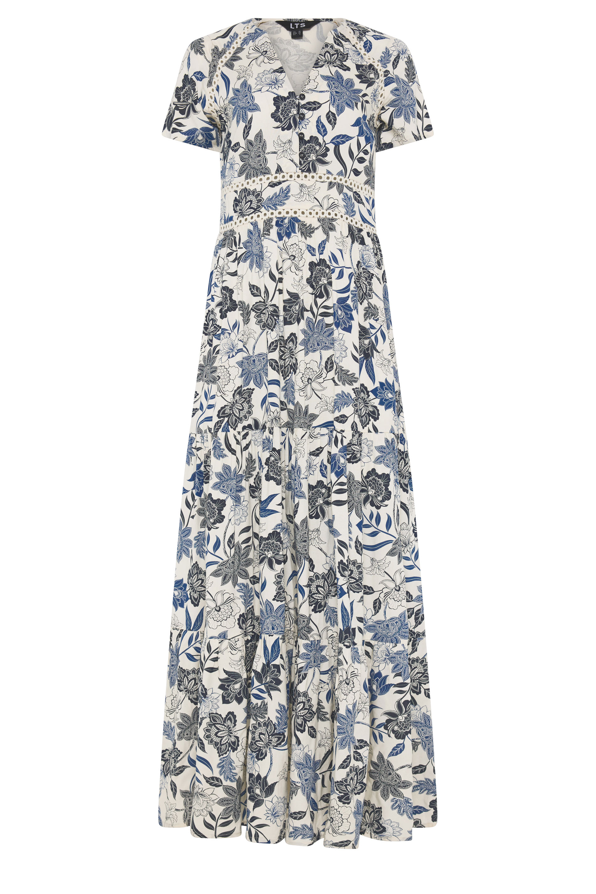 LTS Tall Women's Blue Floral Lace Detail Maxi Dress | Long Tall Sally 5