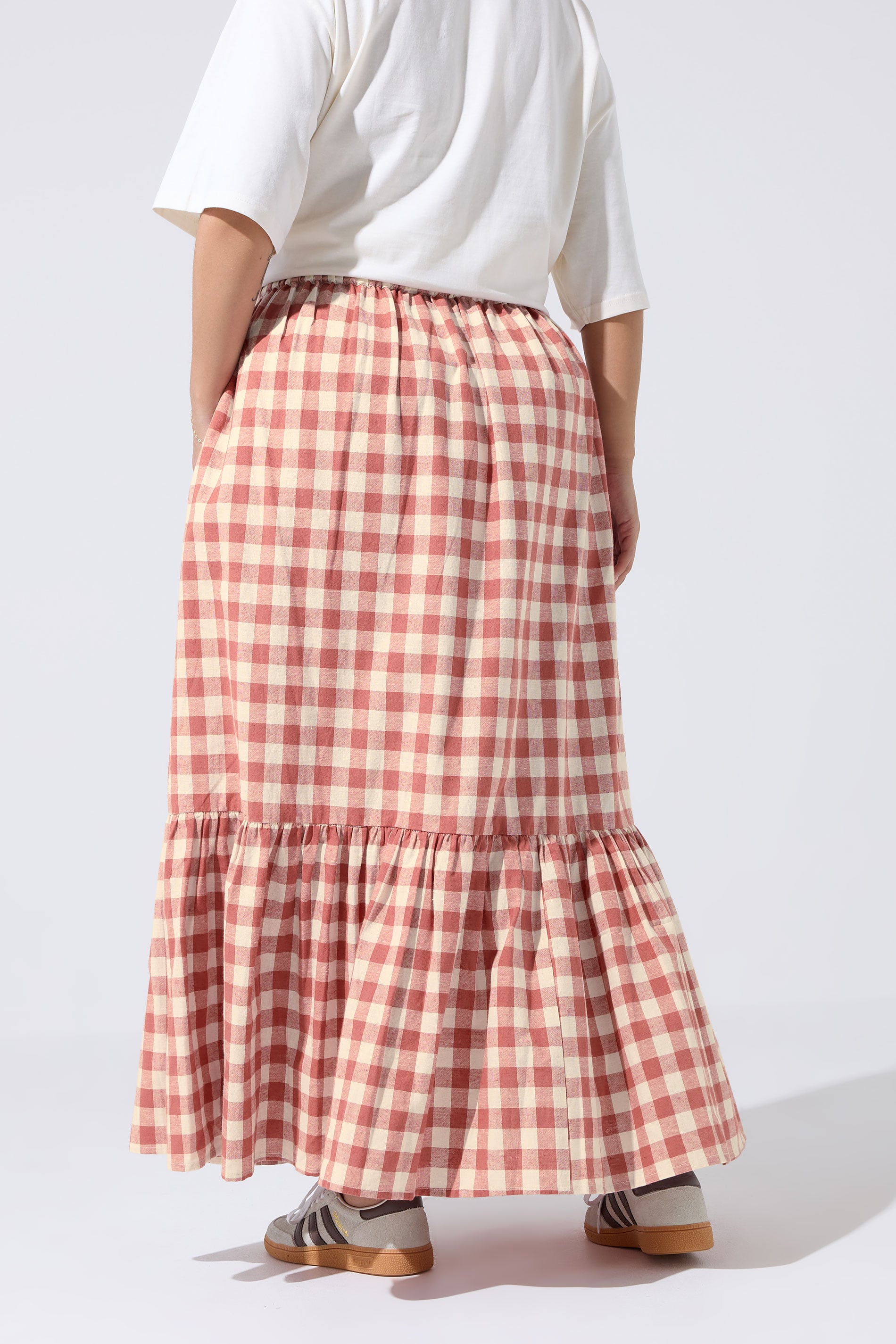 LIMITED COLLECTION Plus Size Red Gingham Maxi Skirt | Yours Clothing 2