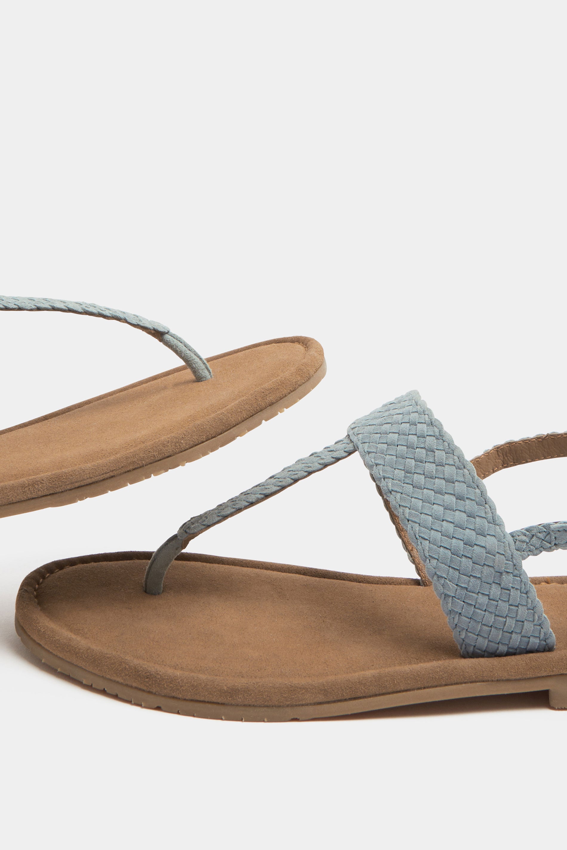 Blue Woven Toe Post Sandals In Extra EEE Wide Fit | Yours Clothing 4
