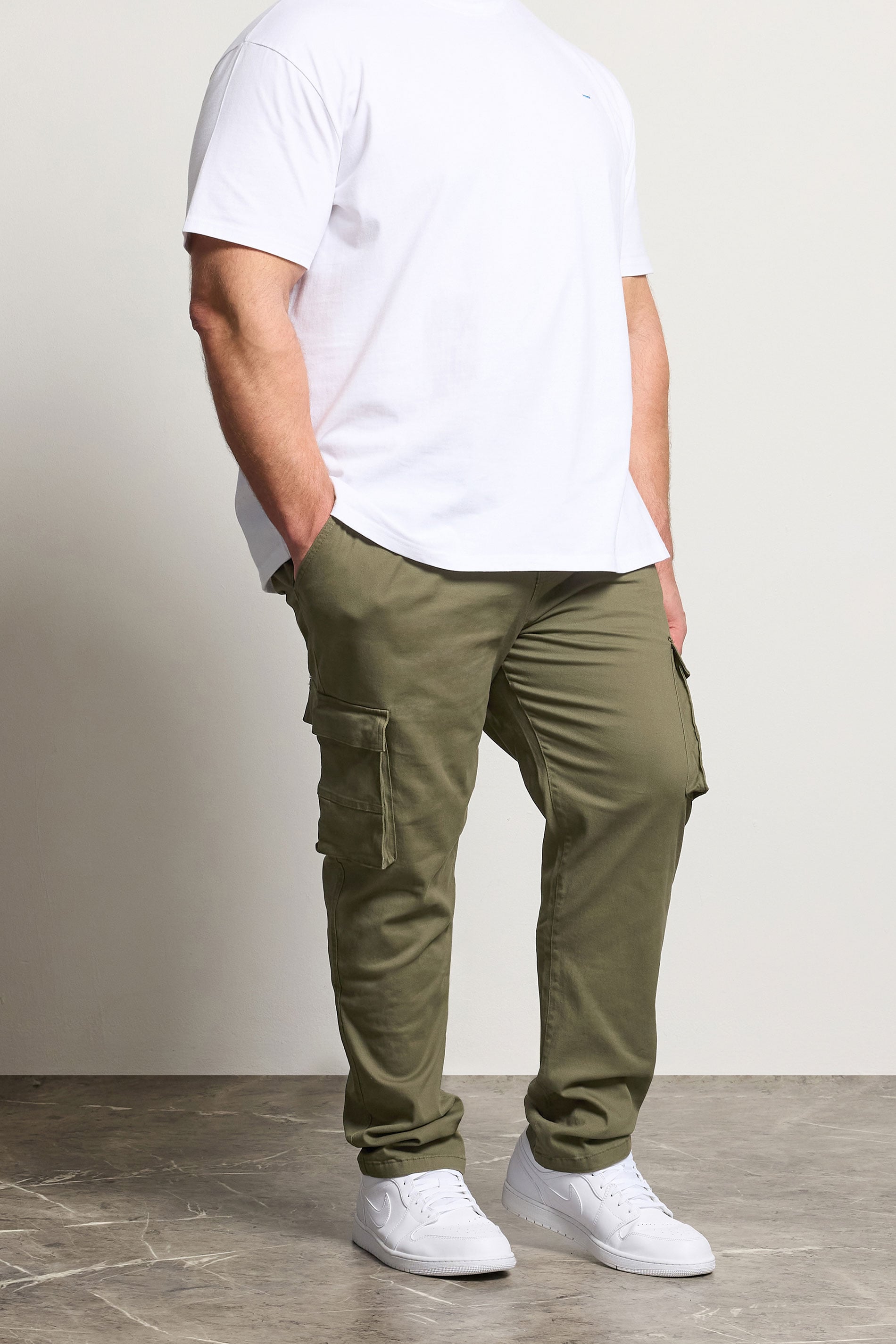 BadRhino Khaki Green Stretch Cargo Trousers | BadRhino 1