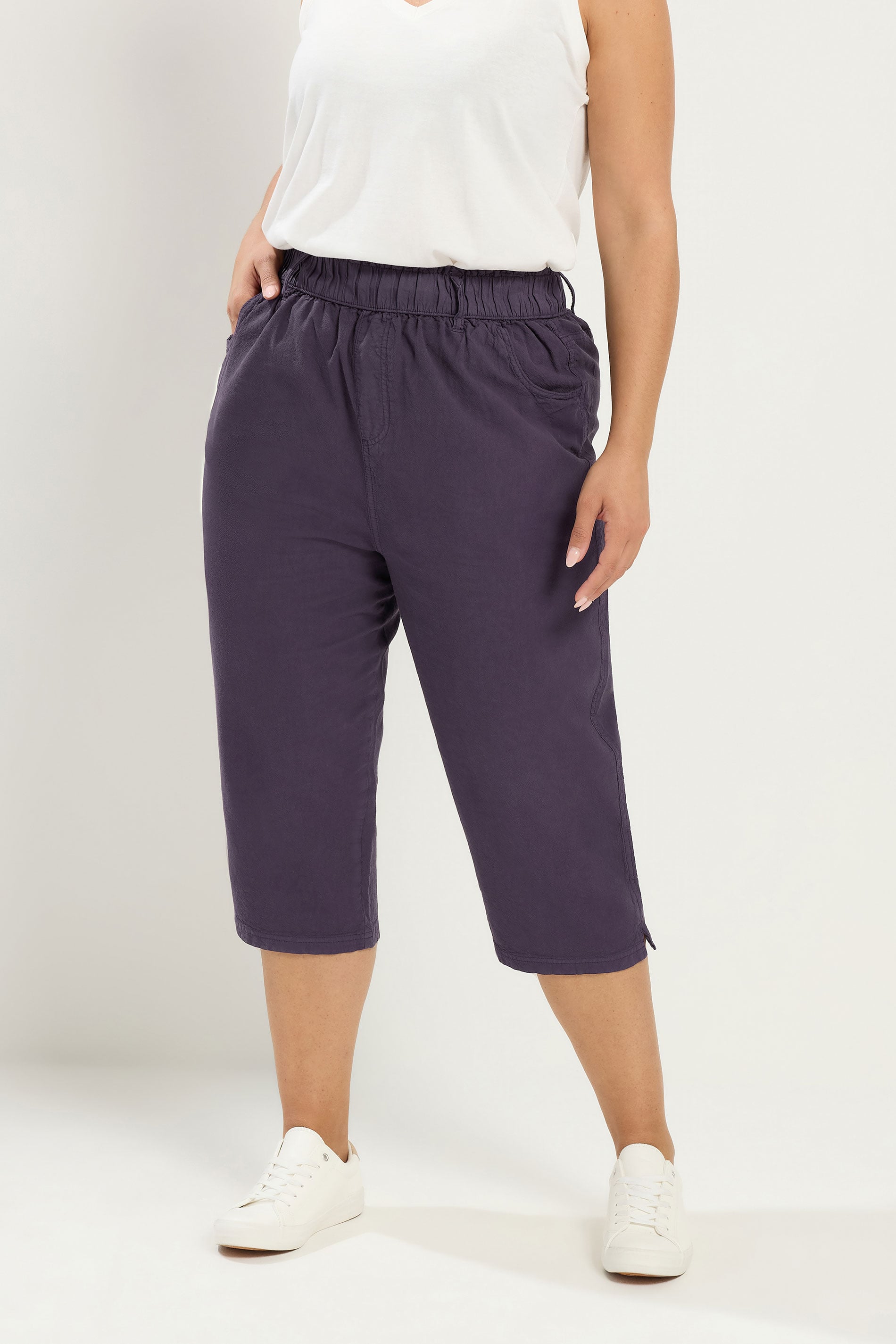 YOURS Plus Size Purple Cropped Trousers | Yours Clothing 3