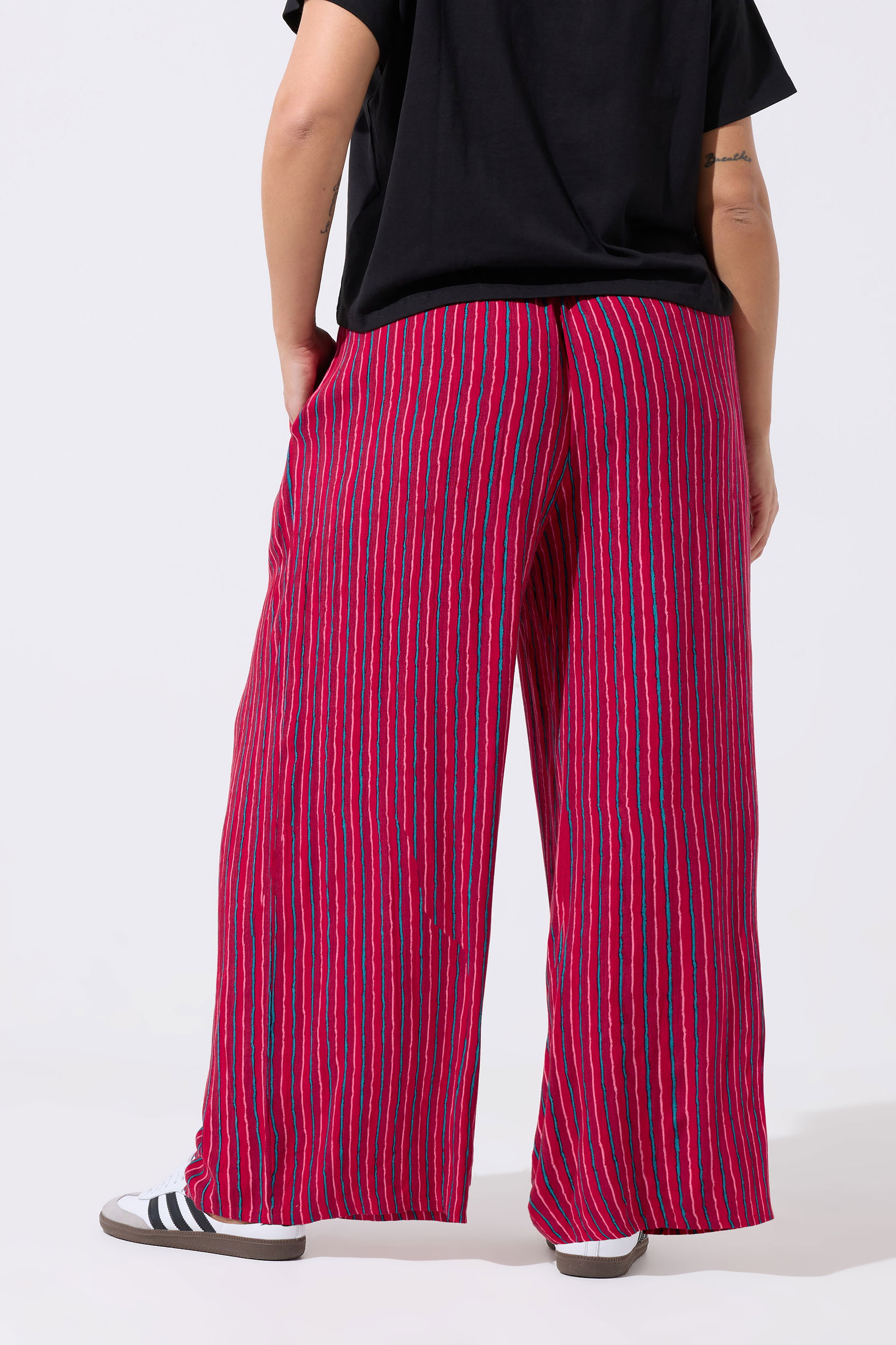 LIMITED COLLECTION Plus Size Red Stripe Wide Leg Trousers | Yours Clothing 2