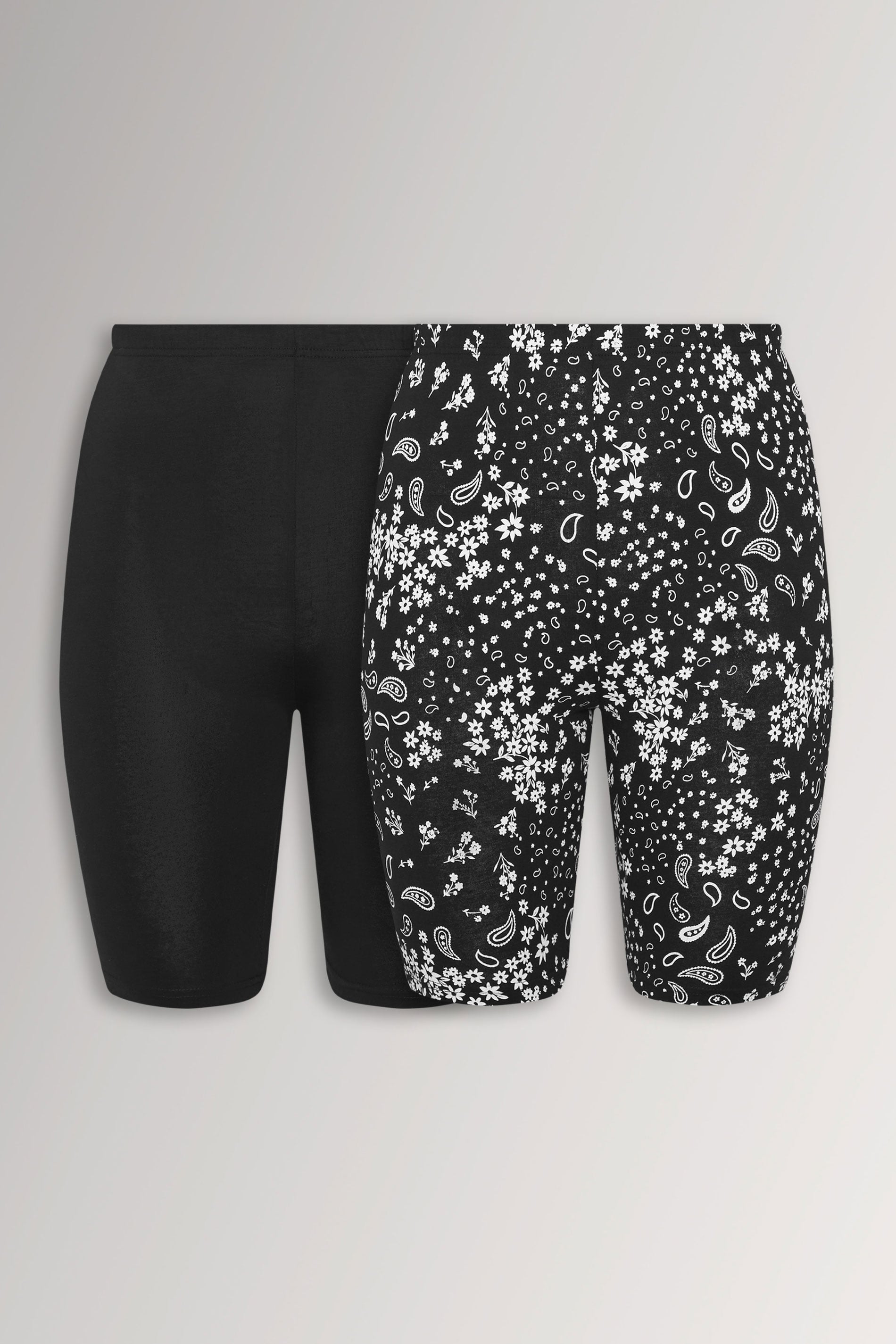 YOURSET 2 PACK Plus Size Black Paisley Print Cycling Shorts | Yours Clothing 3