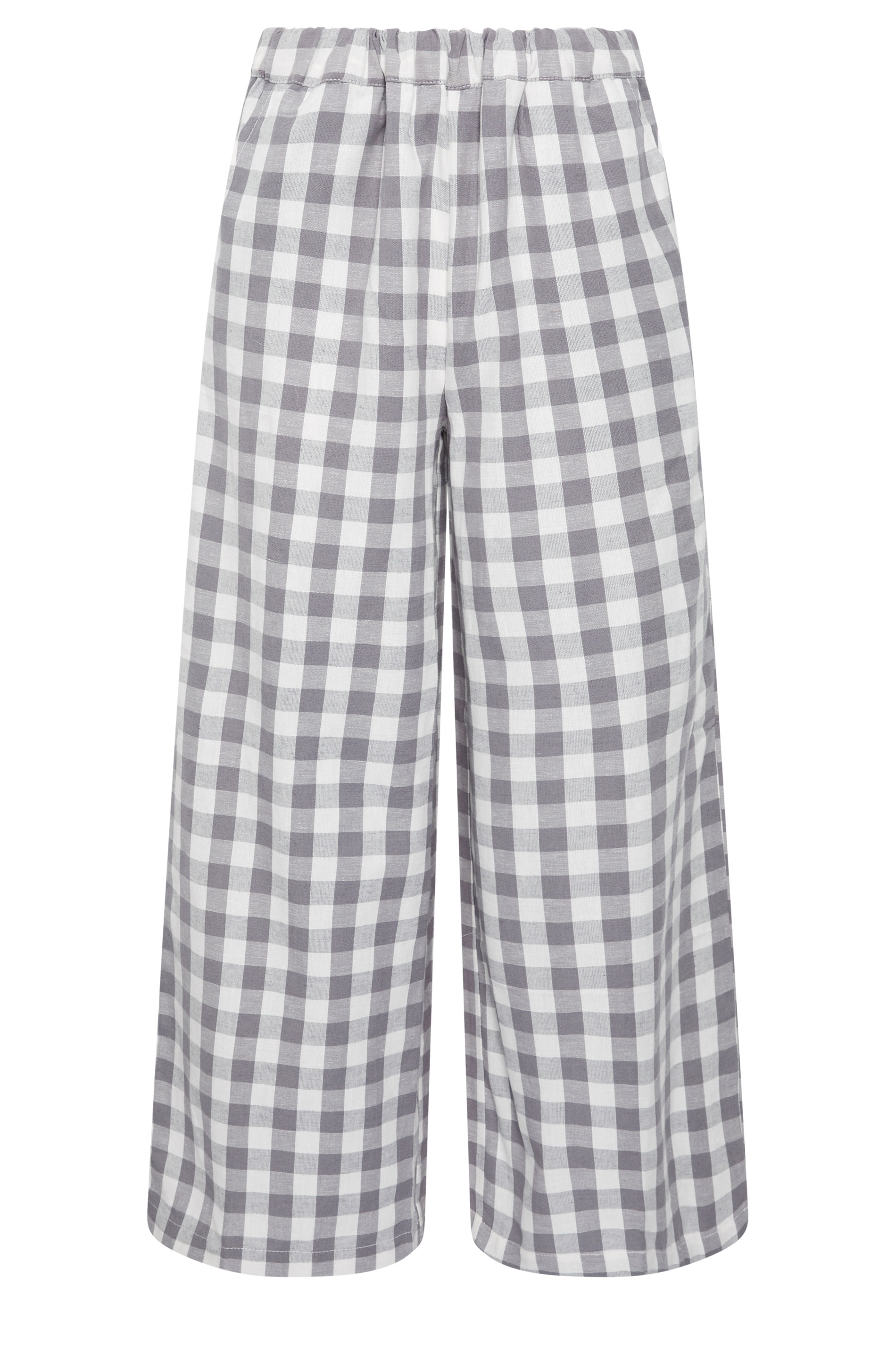 PixieGirl Petite Women's Grey Gingham Wide Leg Trousers | PixieGirl 5