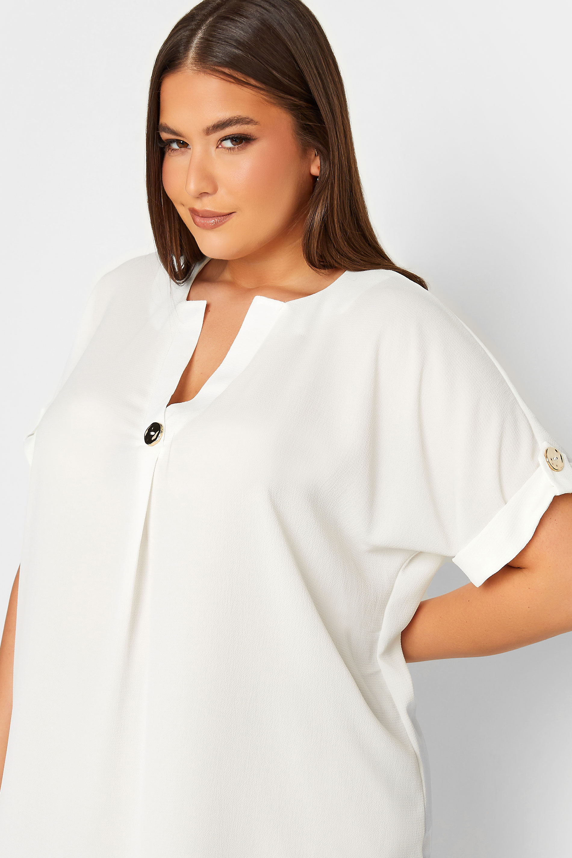 YOURS Curve Plus Size White Button Front Blouse | Yours Clothing