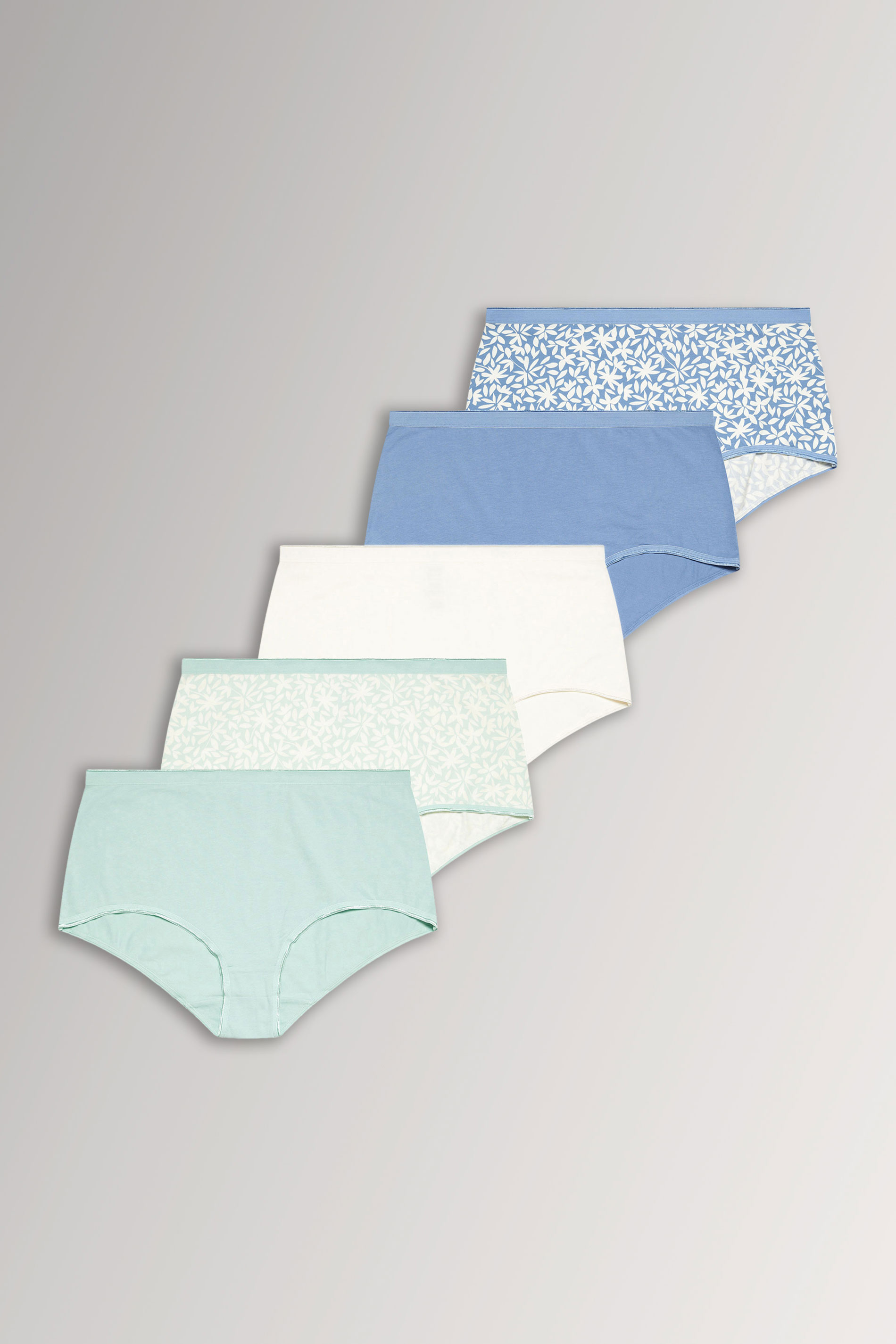 YOURSET 5 PACK Plus Size Blue Leaf Print Full Briefs | Yours Clothing 3
