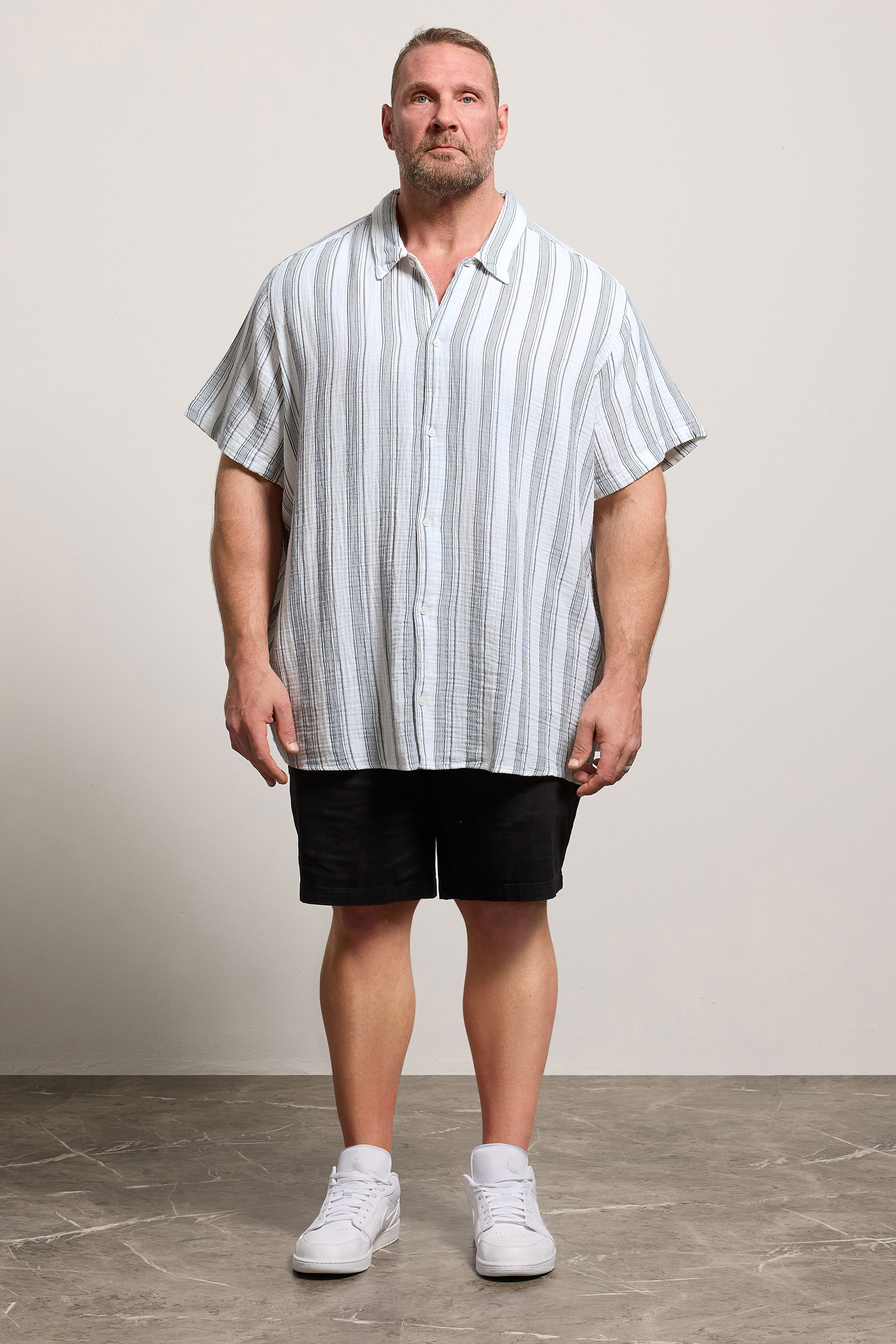 JACK & JONES Big & Tall Navy Blue Striped Shirt | BadRhino 1