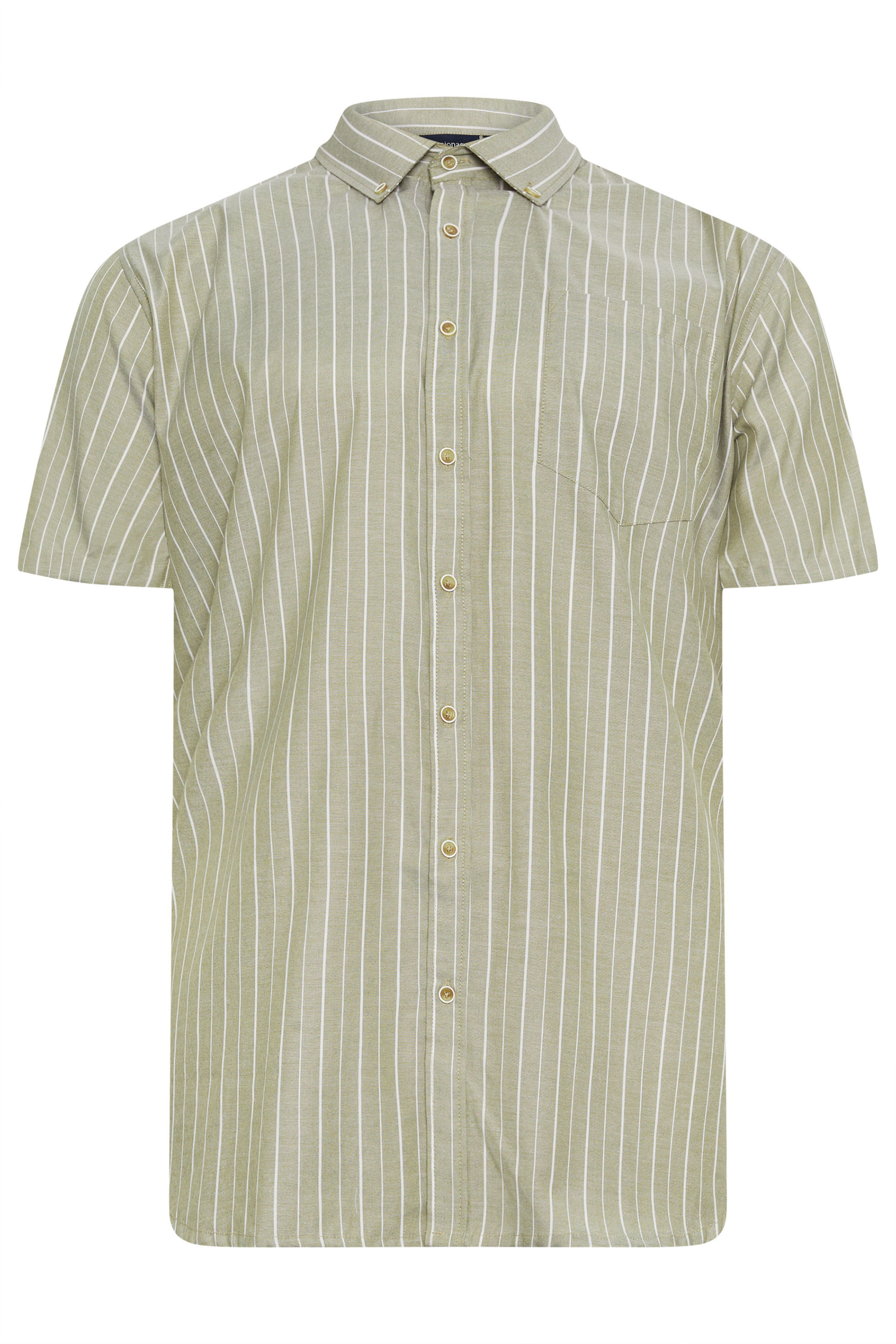 Espionage Big & Tall Sage Green Stripe Short Sleeve Oxford Shirt | BadRhino 3
