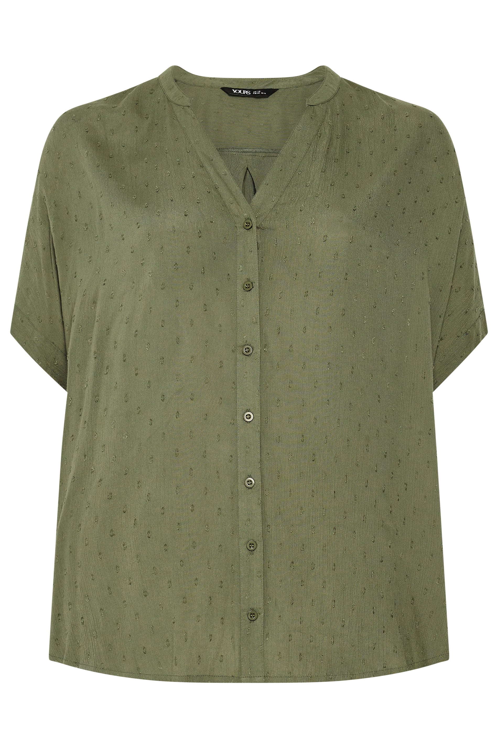 YOURS Plus Size Green Dobby Notch Neck Blouse | Yours Clothing 5