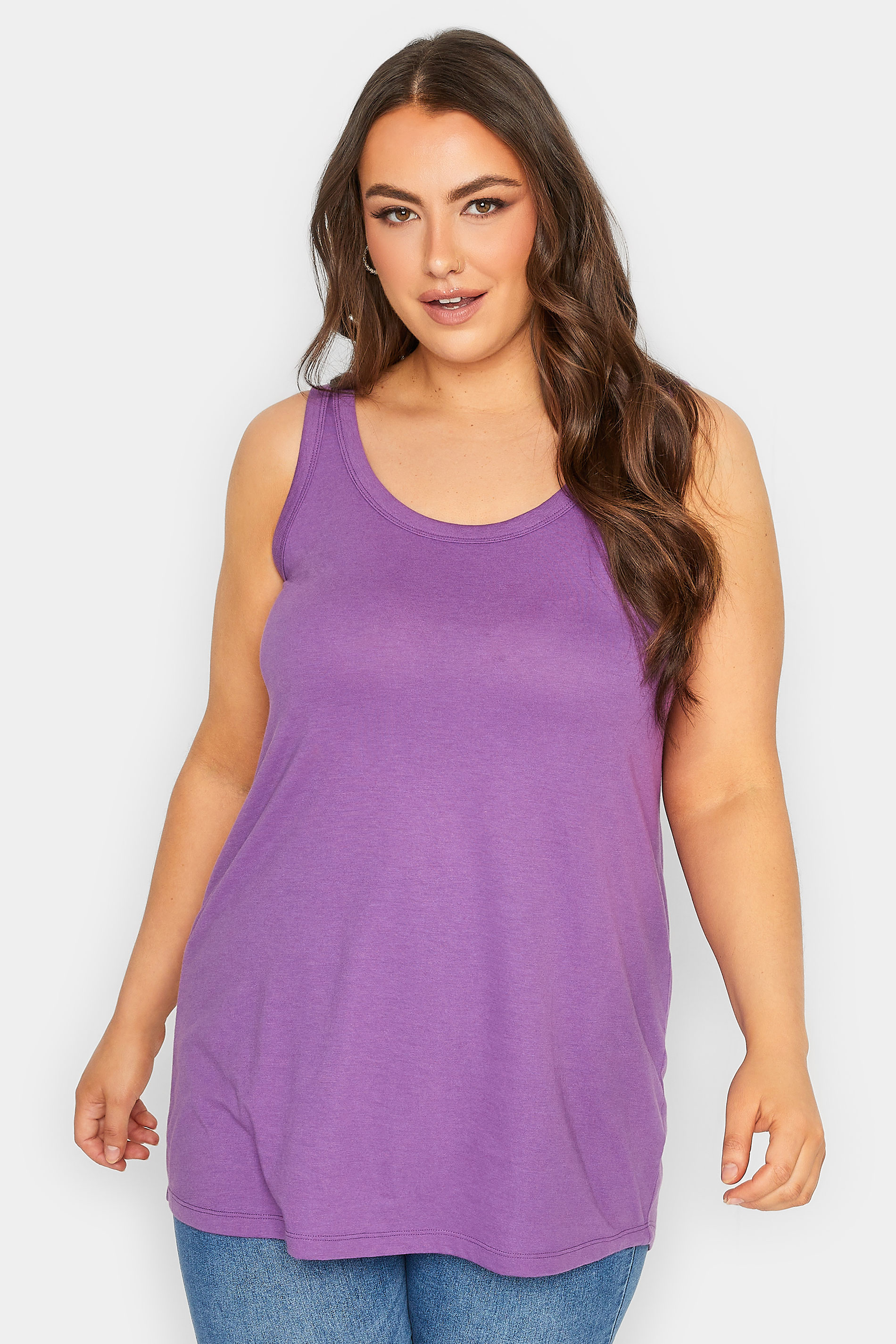 YOURS Curve Plus Size Purple Essential Vest Top | Yours Clothing  1
