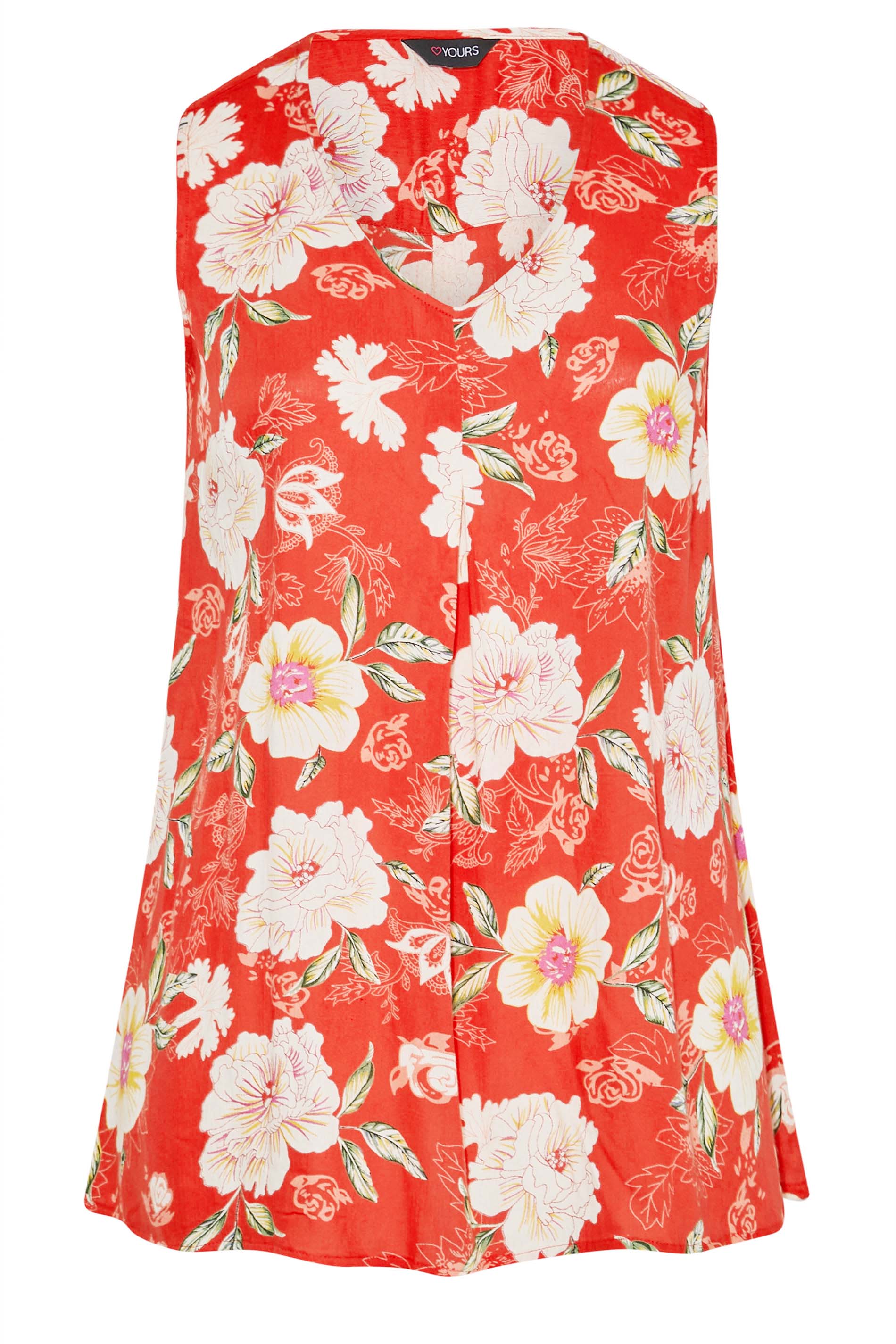 Grande taille  Tops Grande taille  Tops Casual | Curve Red Floral Swing Vest Top - XQ95308