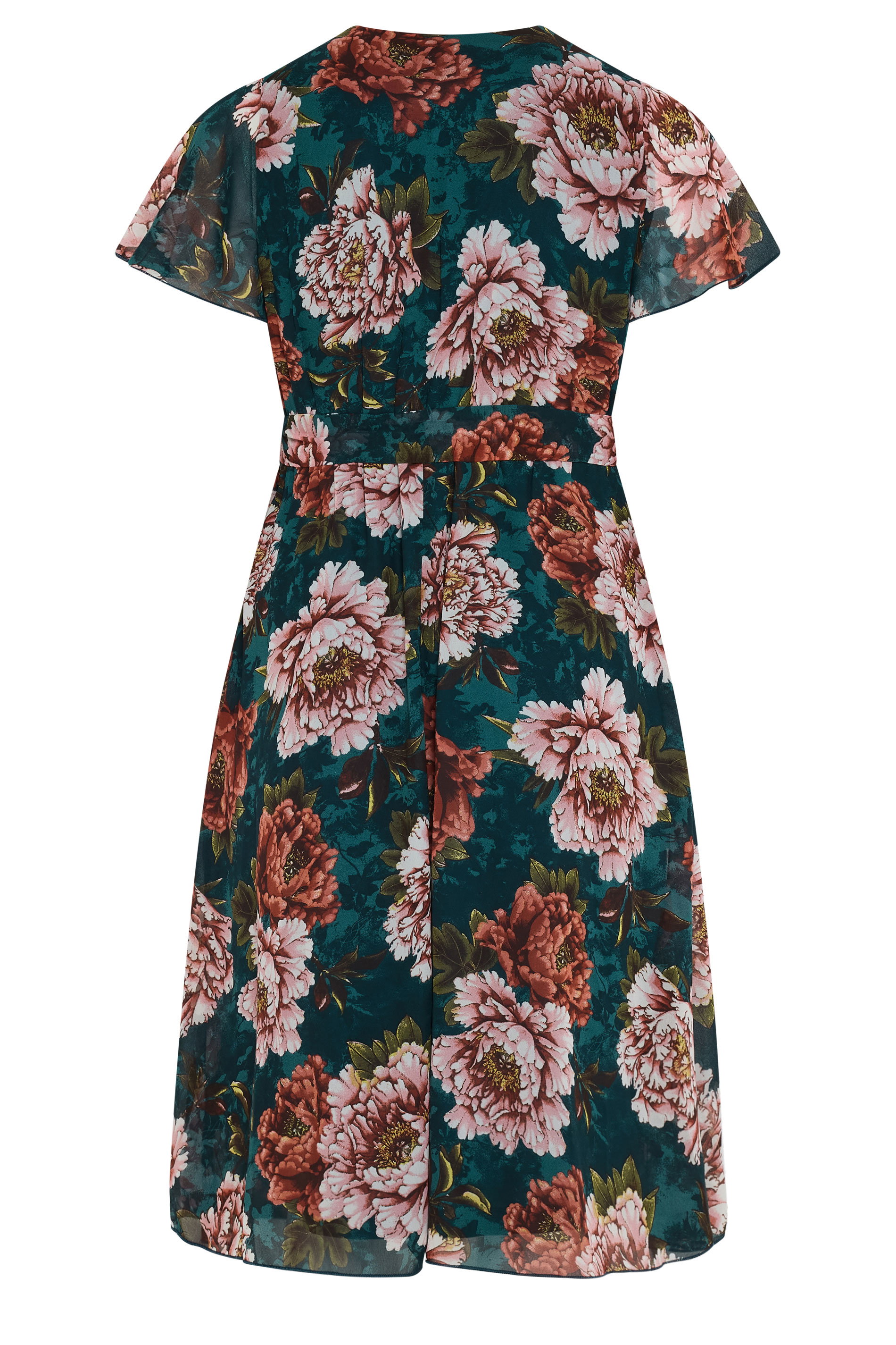 YOURS LONDON Plus Size Green & Pink Floral Wrap Dress | Yours Clothing 6