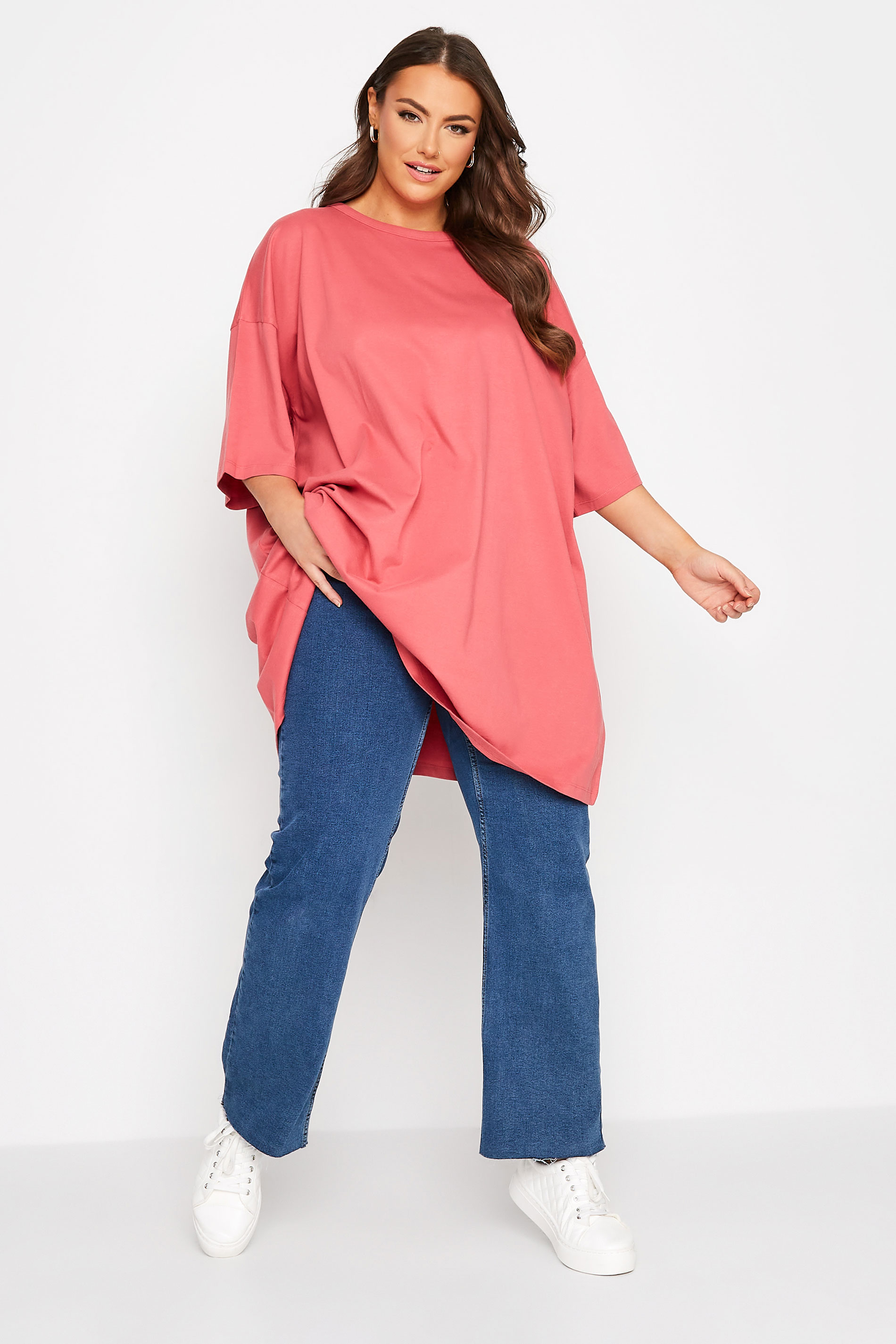 Plus-Size Womens Rose Pink Oversized Tunic T-Shirt | Yours Clothing 2