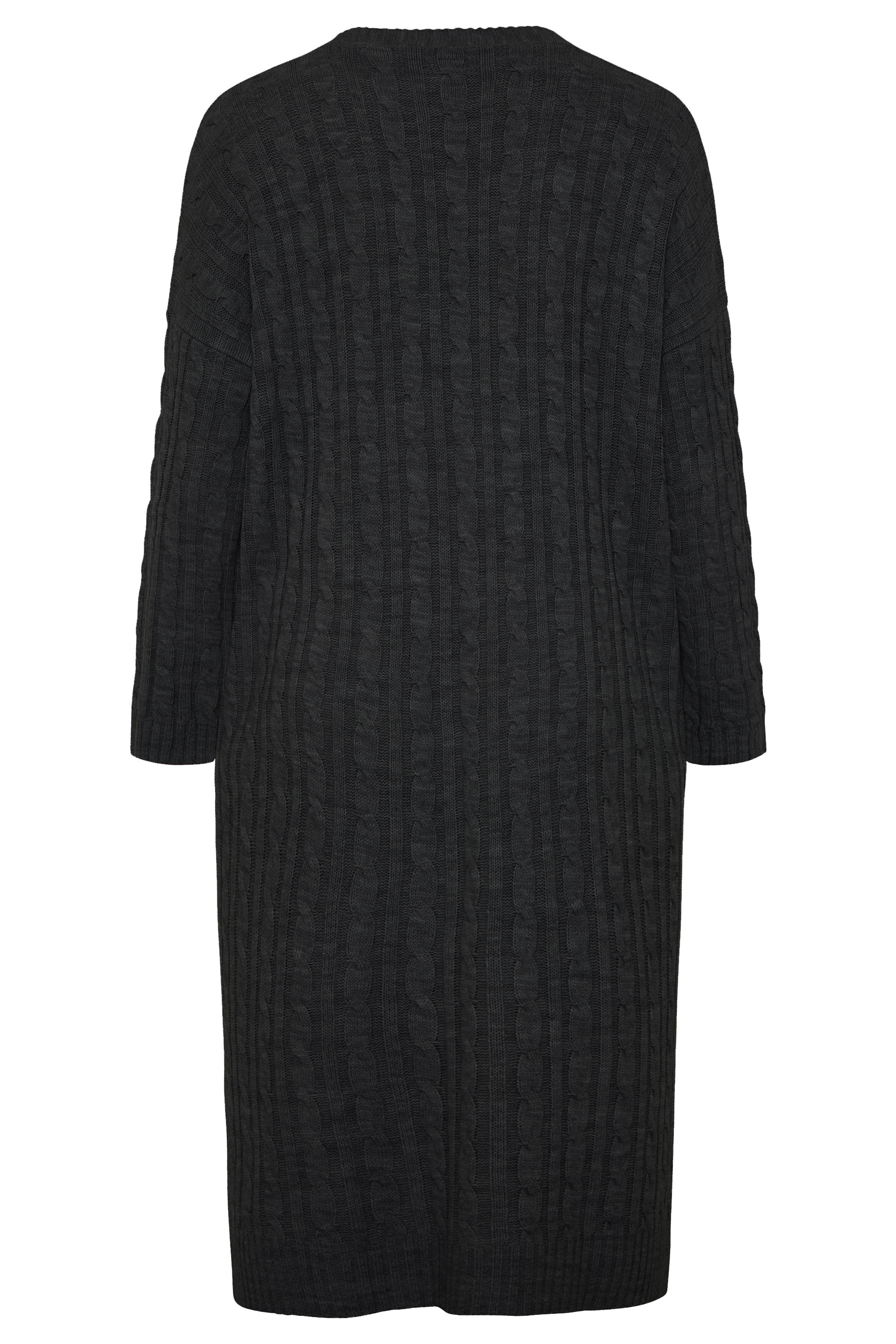 Black Cable Knit Longline Cardigan | Yours Clothing
