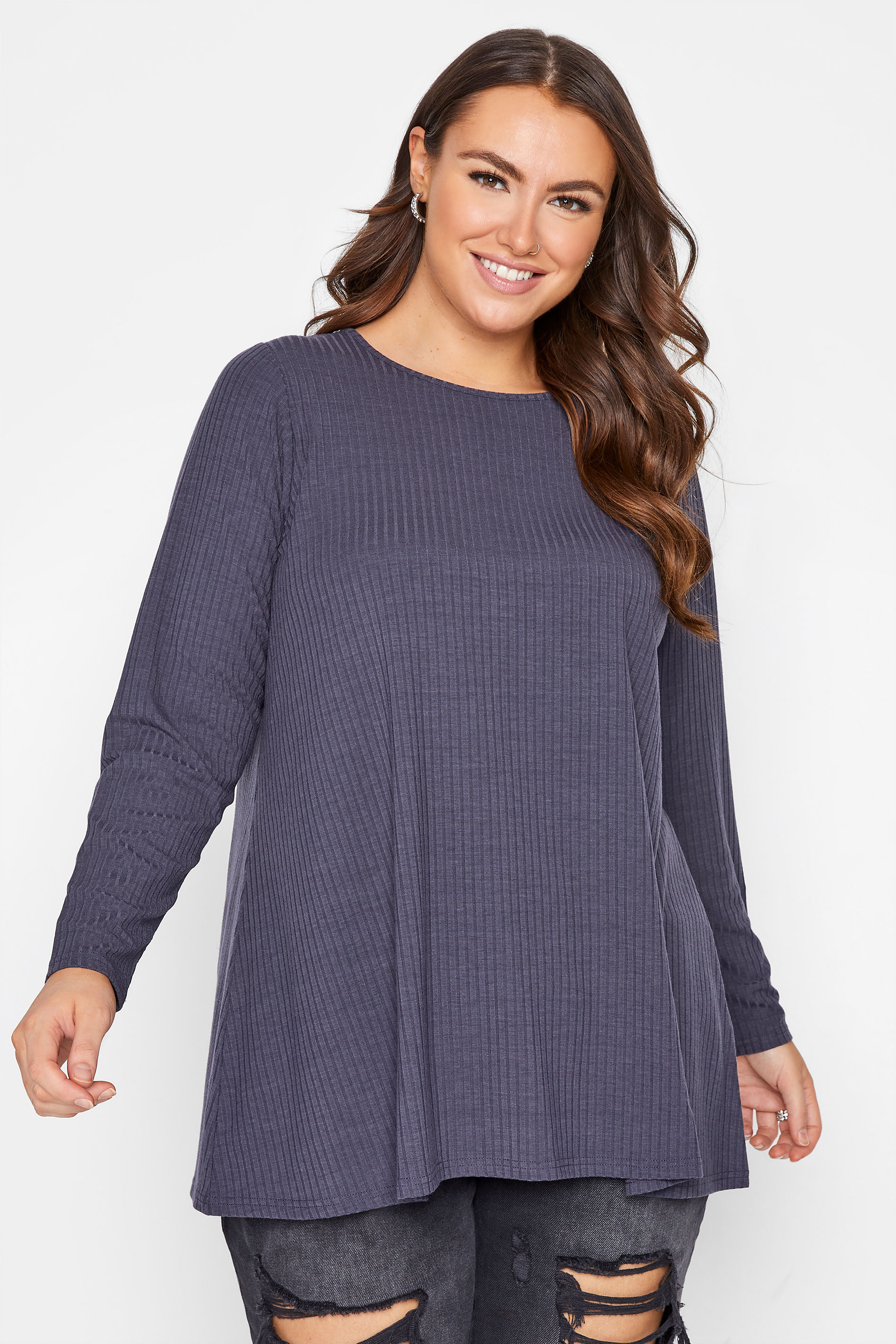 Curve Grey Ribbed Swing Top 1