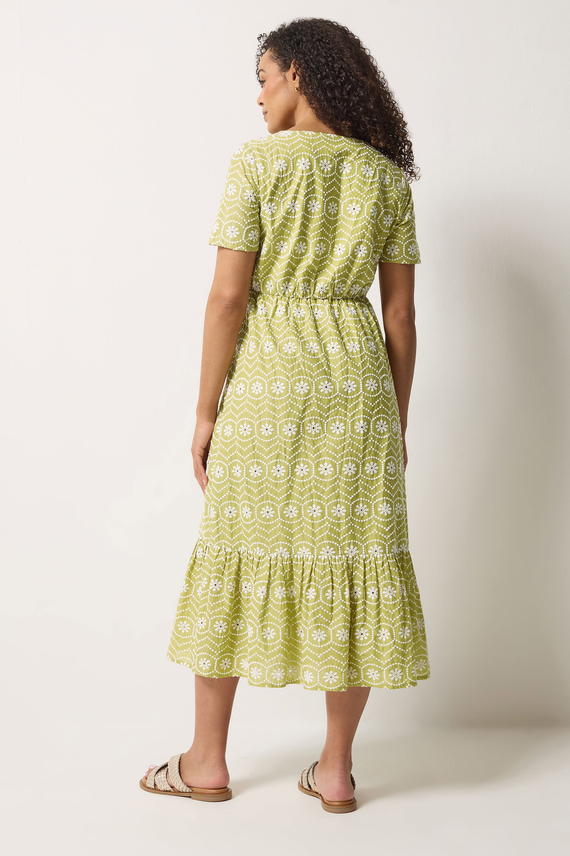 M&Co Light Green Floral Broderie Cotton Maxi Dress | M&Co 5