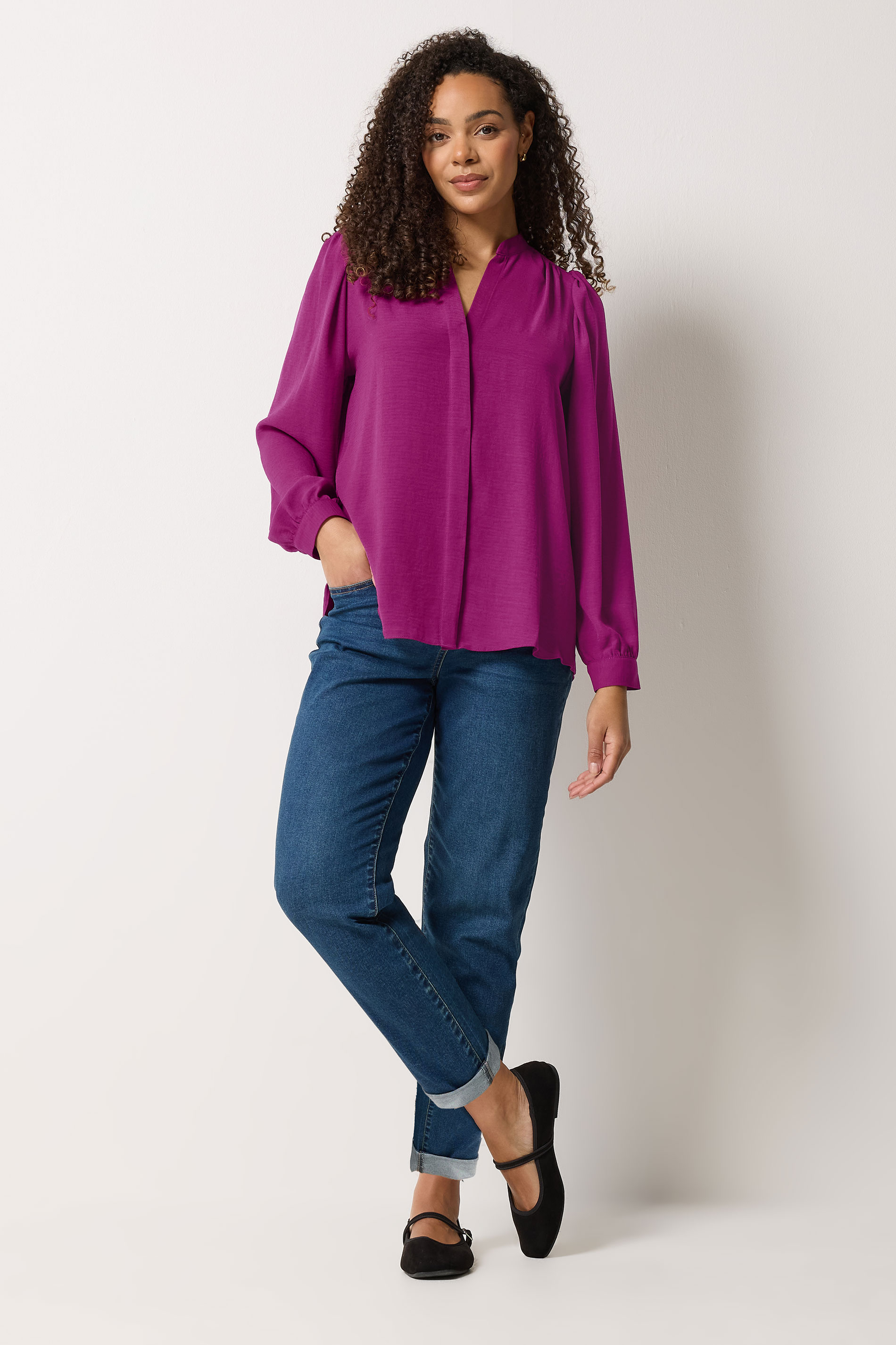 M&Co Pink Notch Neck Blouse | M&Co 1
