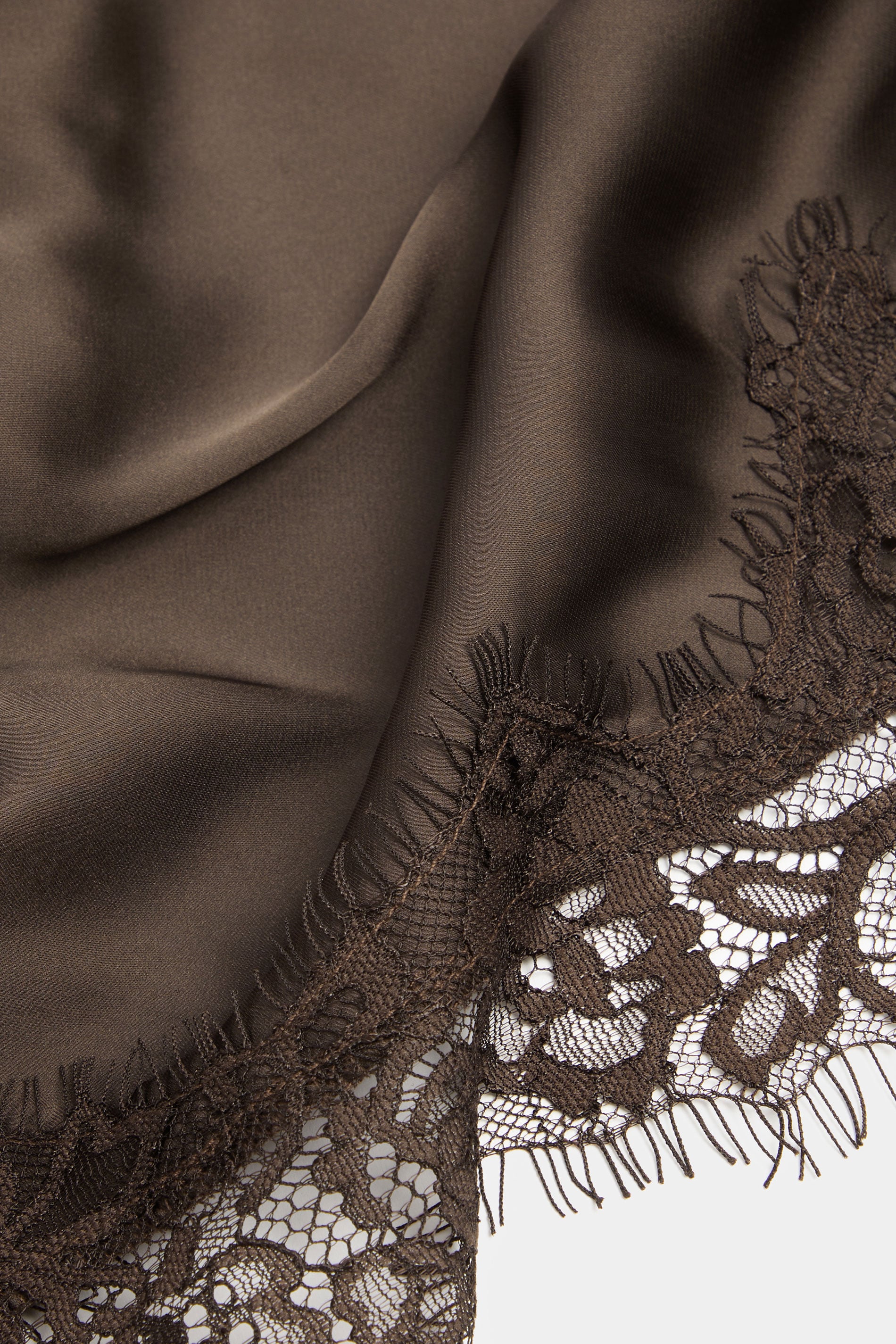 YOURS Plus Size Chocolate Brown Lace Satin Scarf | Yours Clothing 3