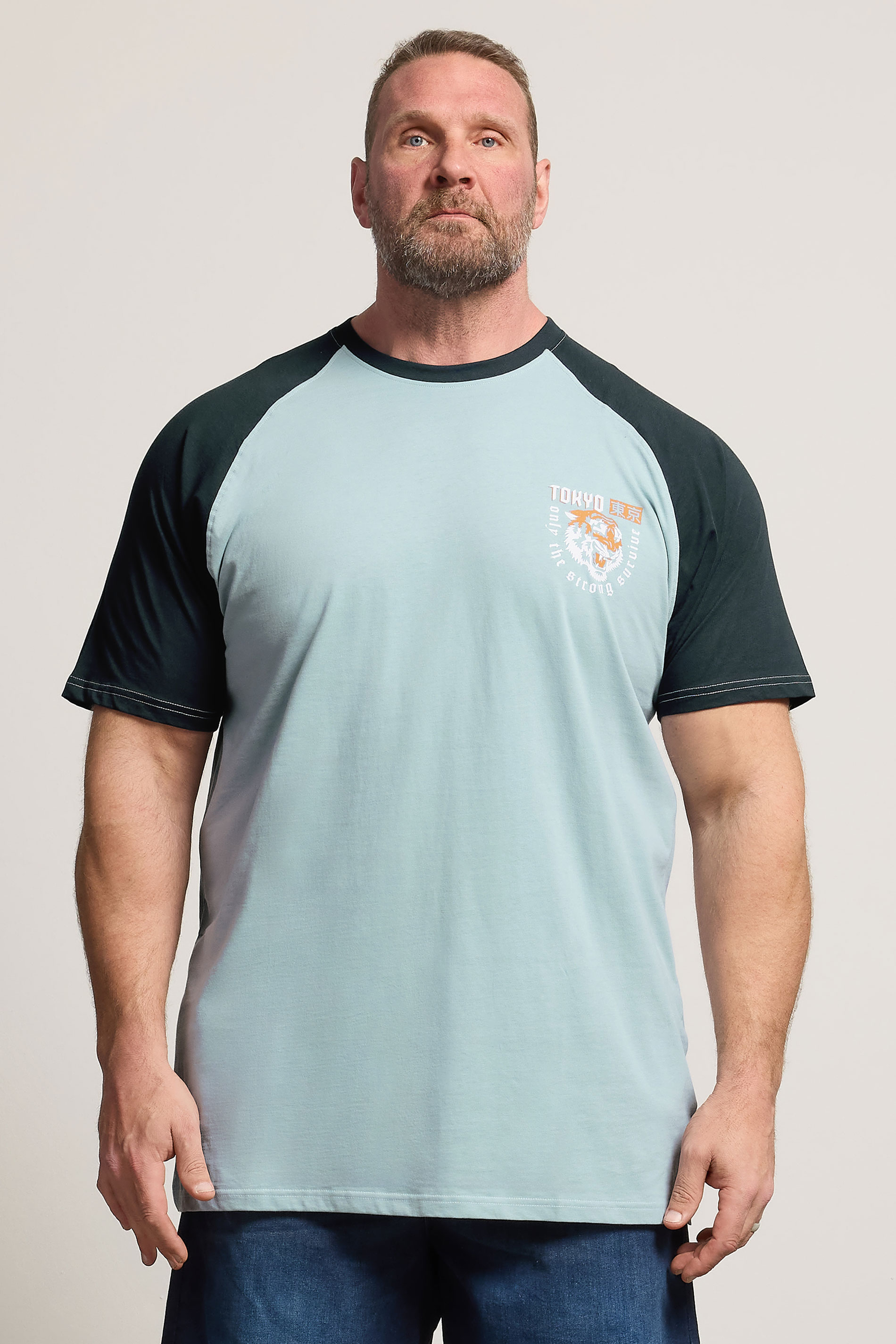 KAM Big & Tall Blue Raglan T-Shirt | BadRhino 3