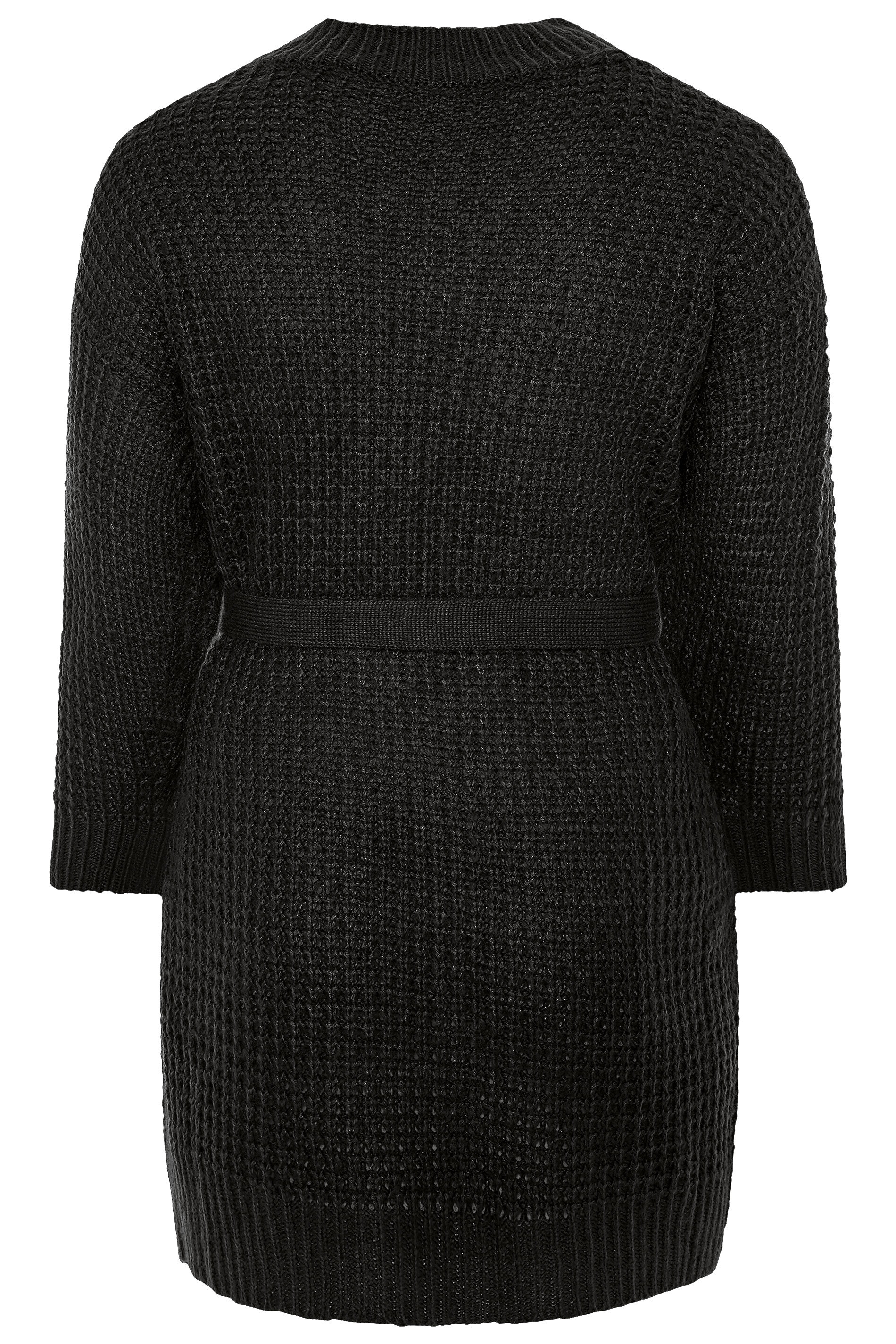 Black Belted Knitted Tunic Jumper | Yours Clothing