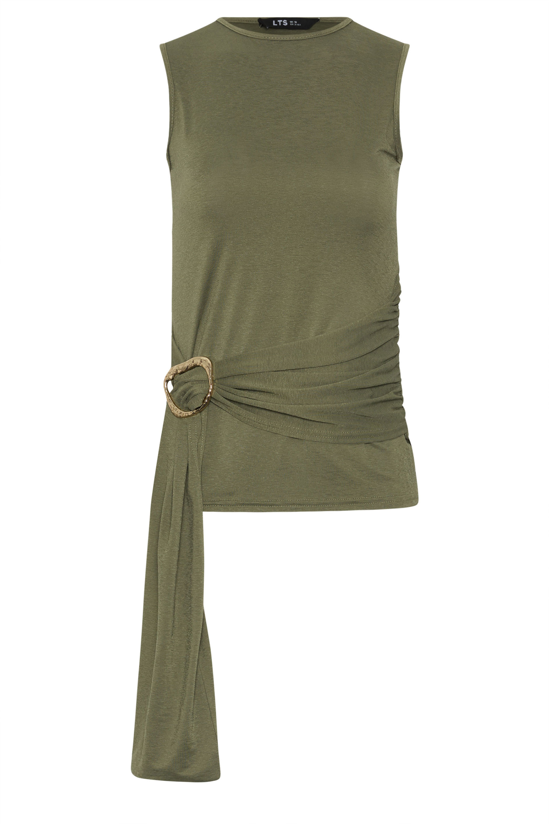 LTS Tall Women's Khaki Green Belted Buckle Top | Long Tall Sally 6