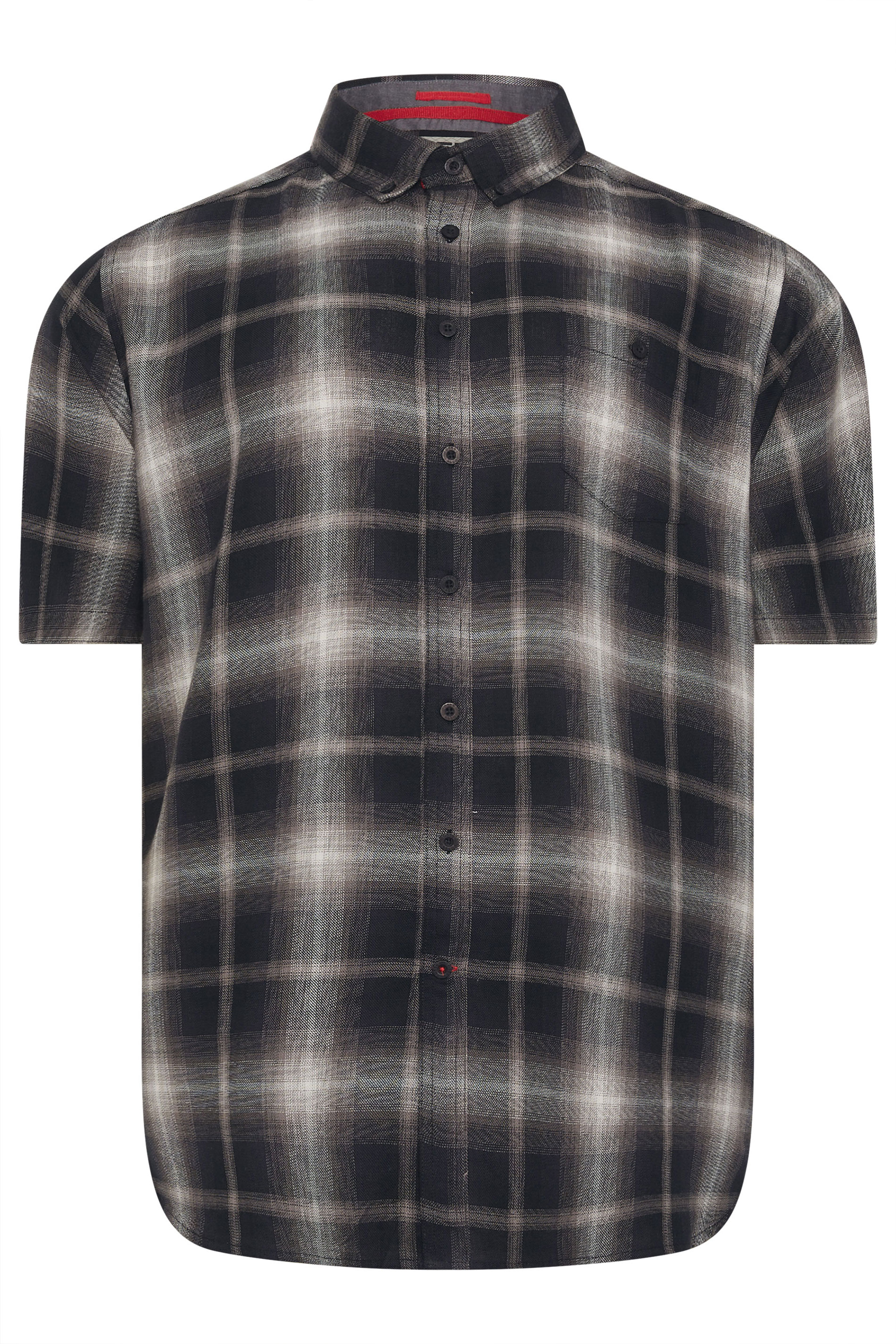 D555 Big & Tall Black Check Pocket Short Sleeve Shirt | BadRhino 2