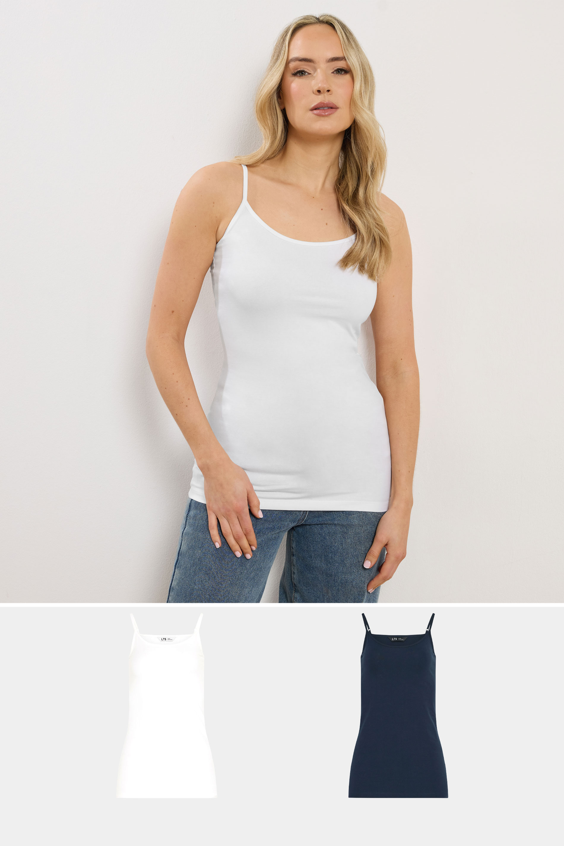 LTS 2PACK Tall Women's Black & White Cami Vest Tops | Long Tall Sally  3
